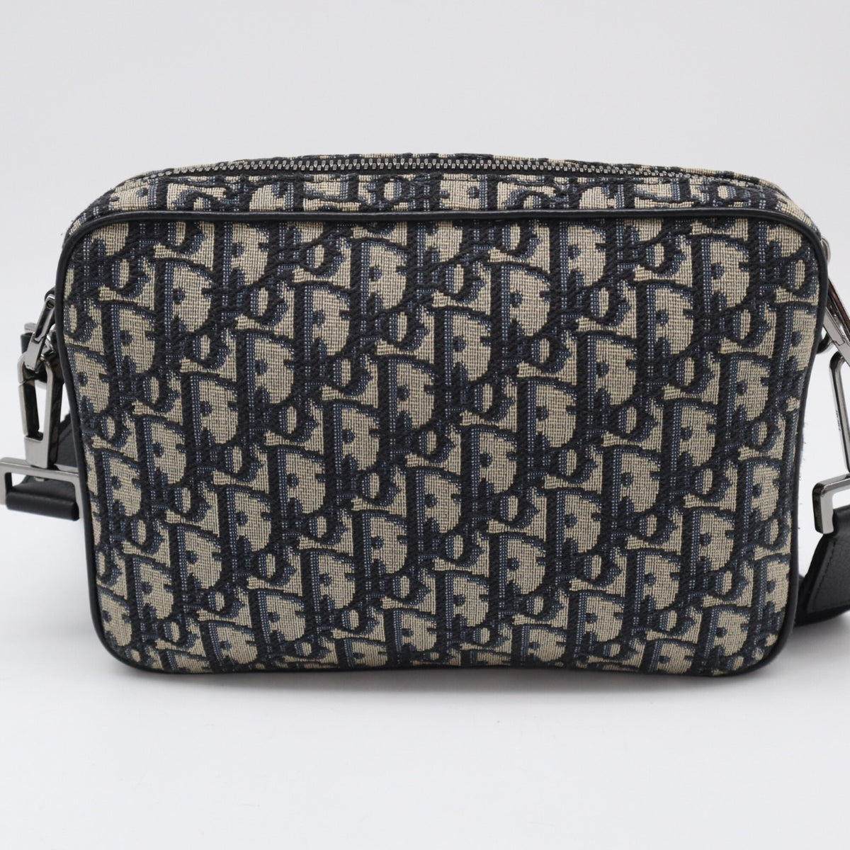 Christian Dior Beige Navy Cotton Leather Shoulder Bag (Pre-Owned)