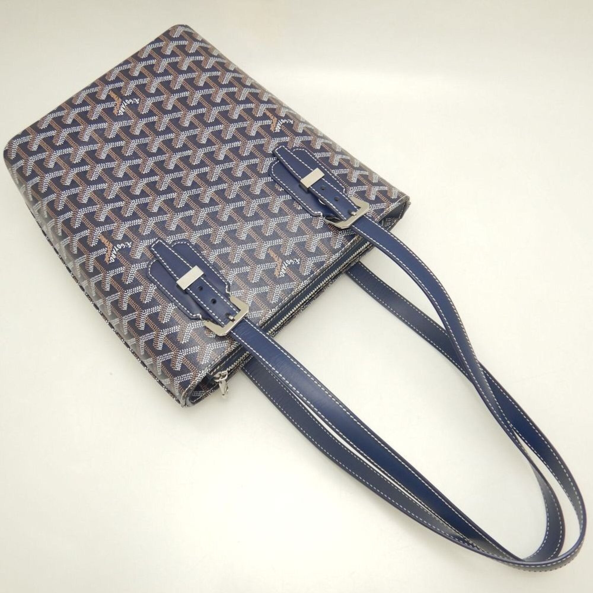 Goyard Navy Coated Canvas Tote Bag (Pre-Owned)