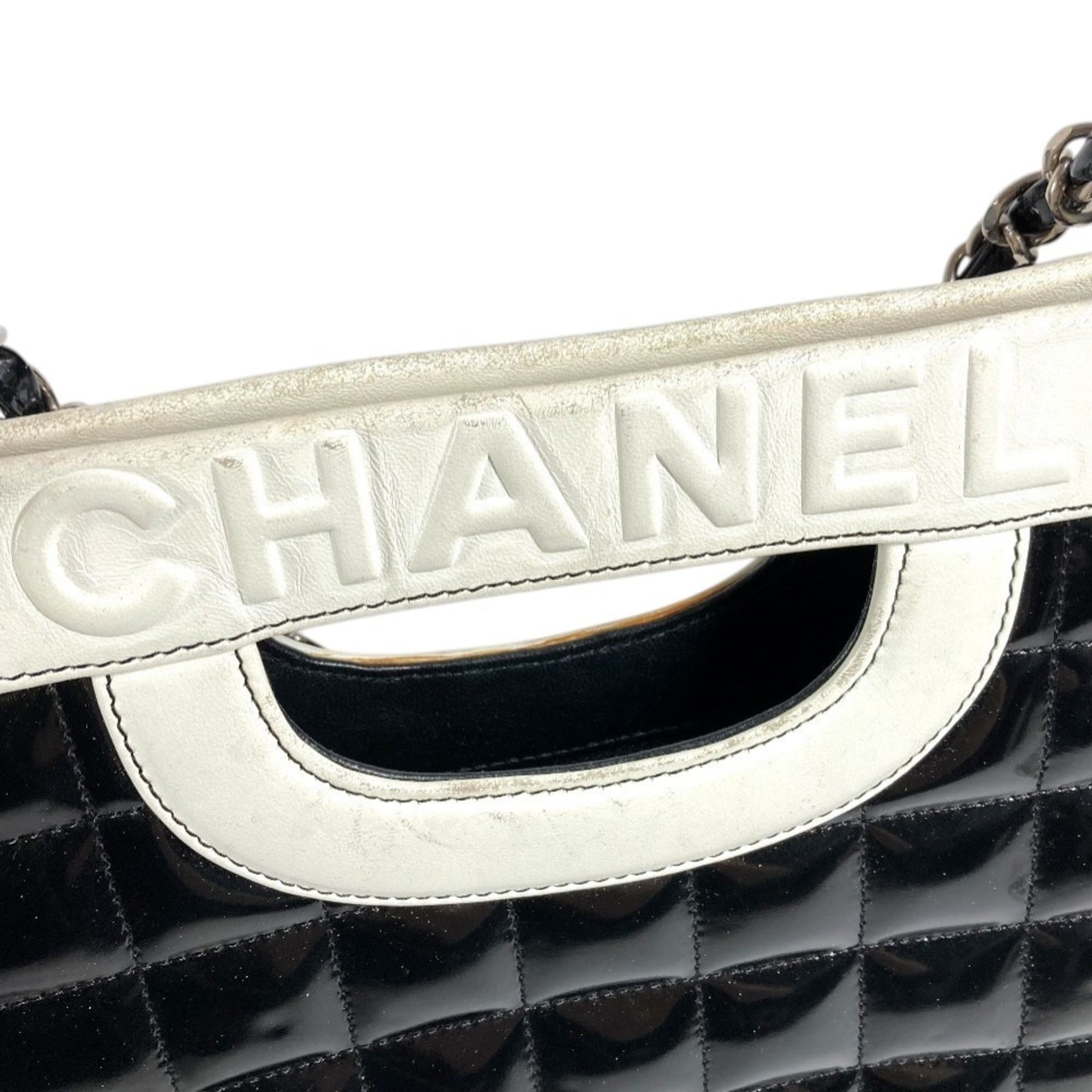 Chanel Chocolate Bar Black White Leather Shoulder Bag Tote Bag (Pre-Owned)