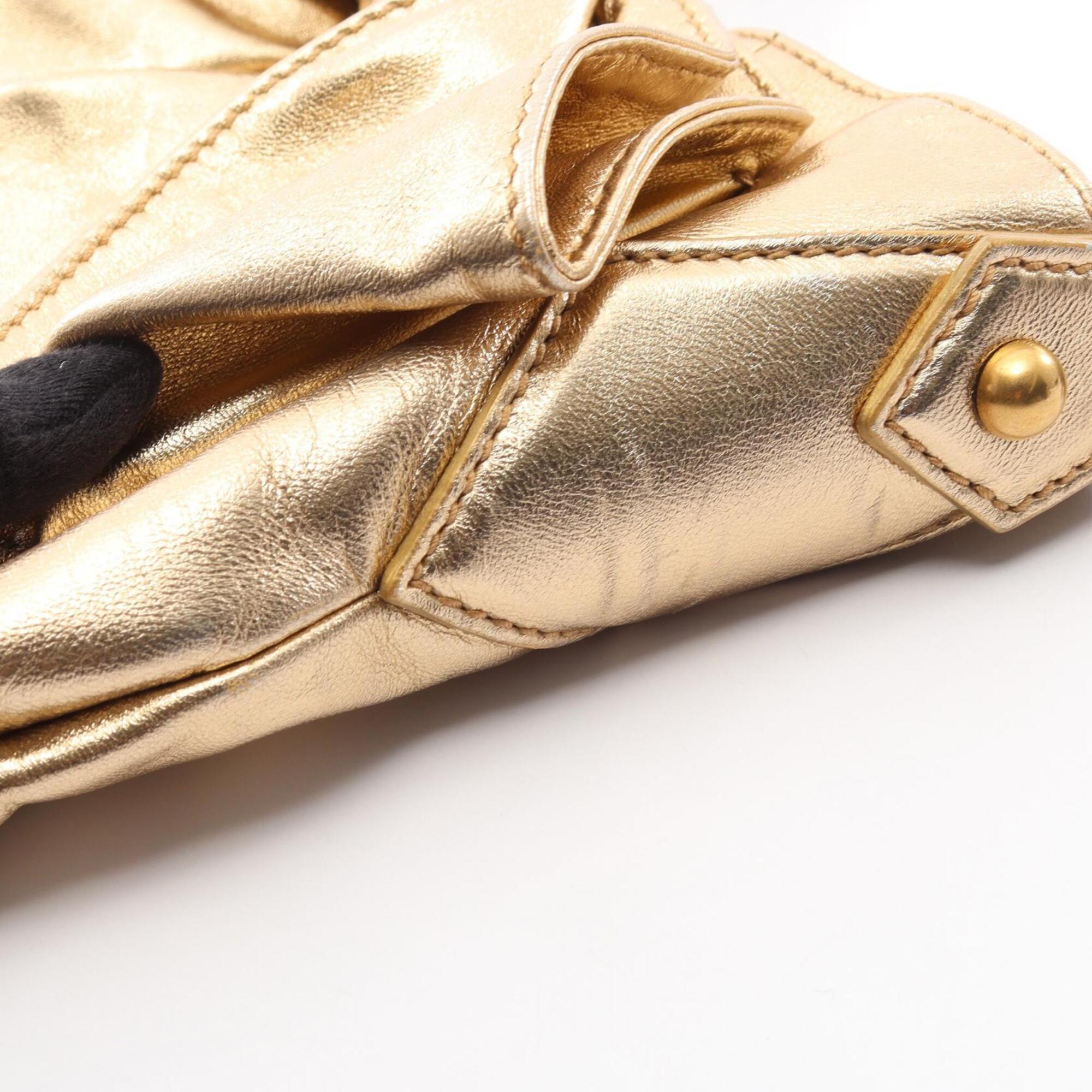 Yves Saint Laurent Gold Leather Handbag Shoulder Bag (Pre-Owned)
