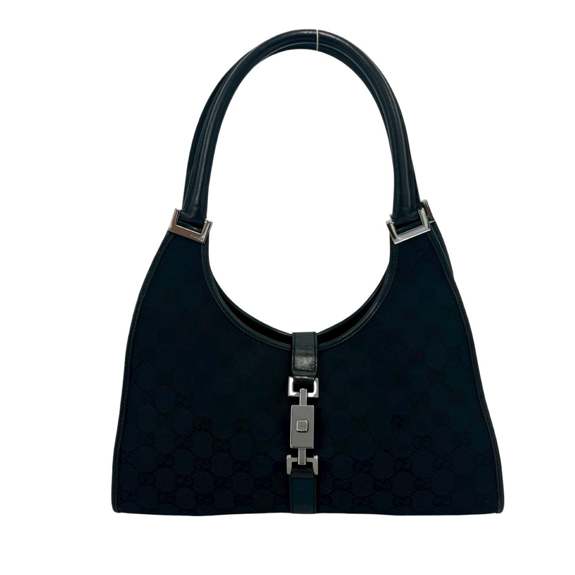 Gucci Black Canvas Leather Handbag Shoulder Bag Tote Bag (Pre-Owned)