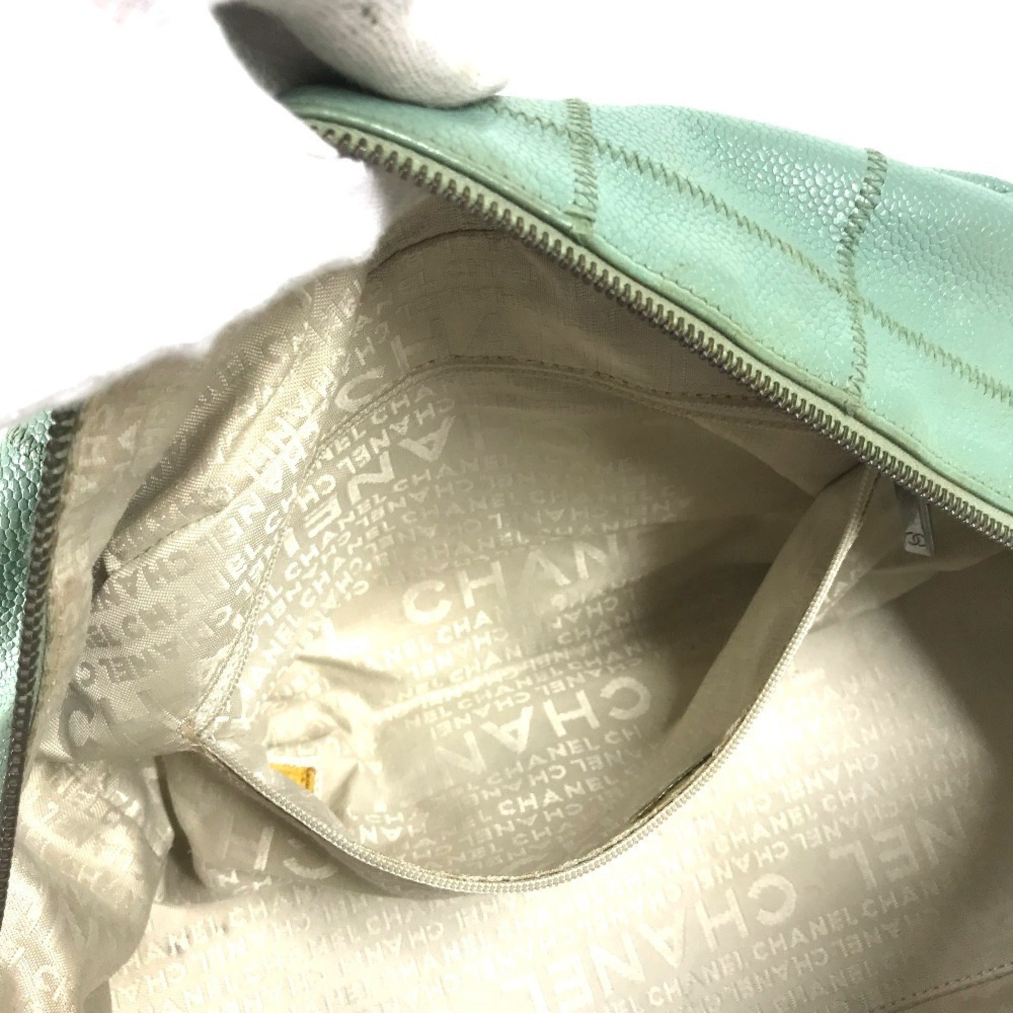 Chanel Chocolate Bar Blue Grained Calfskin Boston Bag Shoulder Bag (Pre-Owned)
