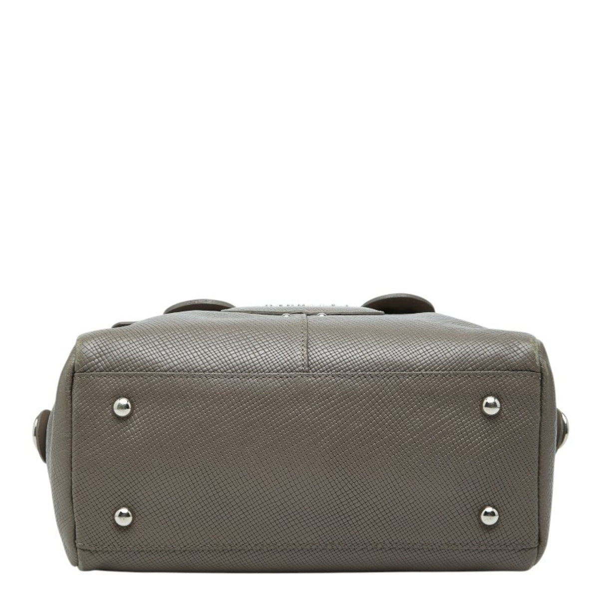 Longchamp Gray Beige Leather Handbag Shoulder Bag (Pre-Owned)