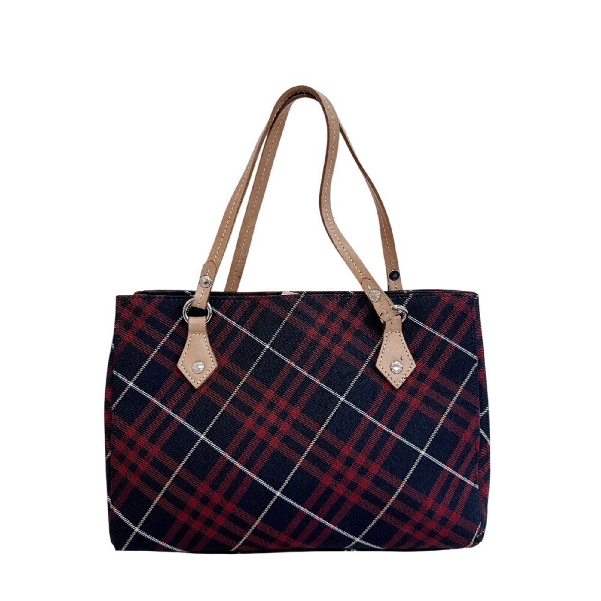 Burberry Red Color Canvas Handbag (Pre-Owned)