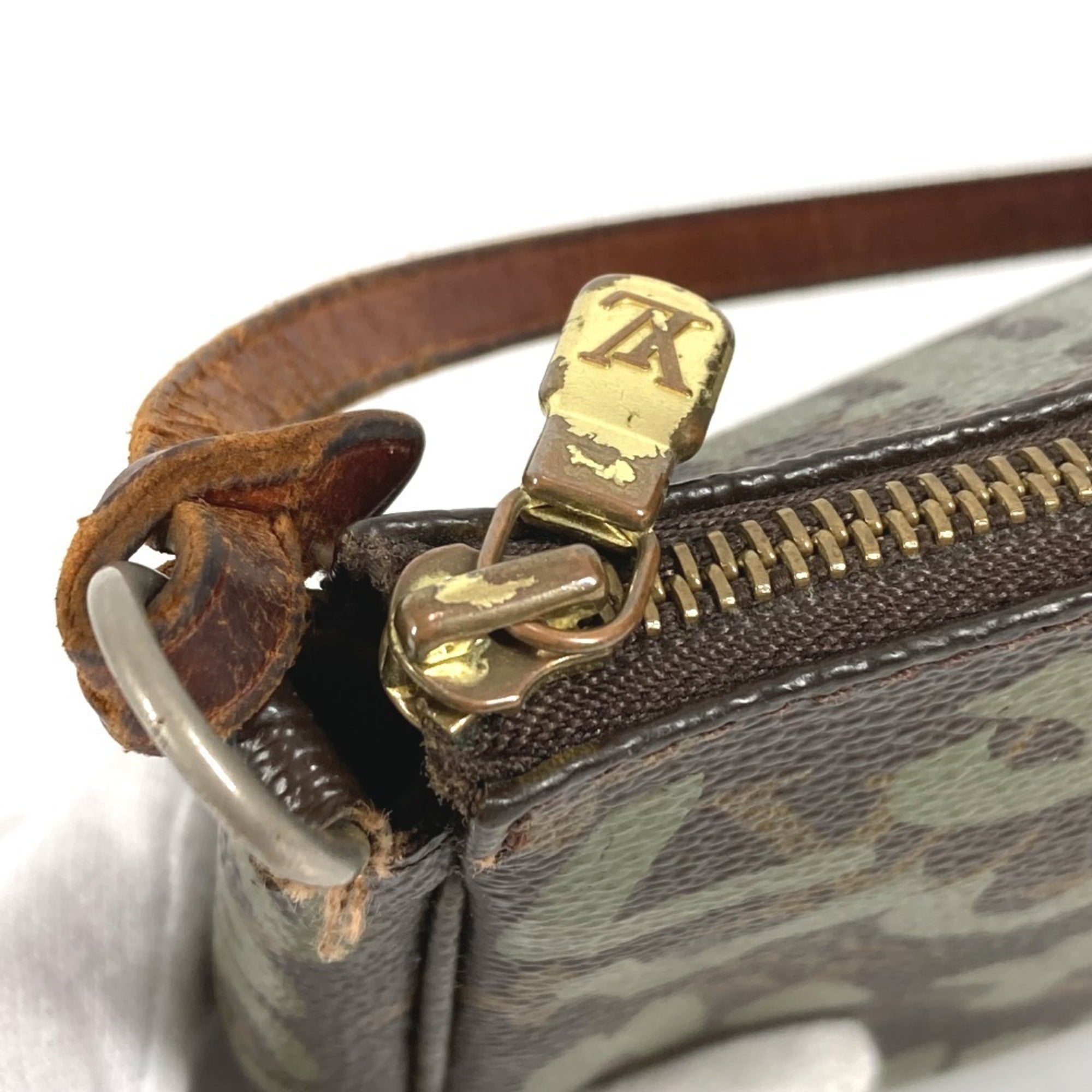 Louis Vuitton Brown Khaki Monogram Graffiti Canvas Handbag Pochette Pouch Shoulder Bag (Pre-Owned)
