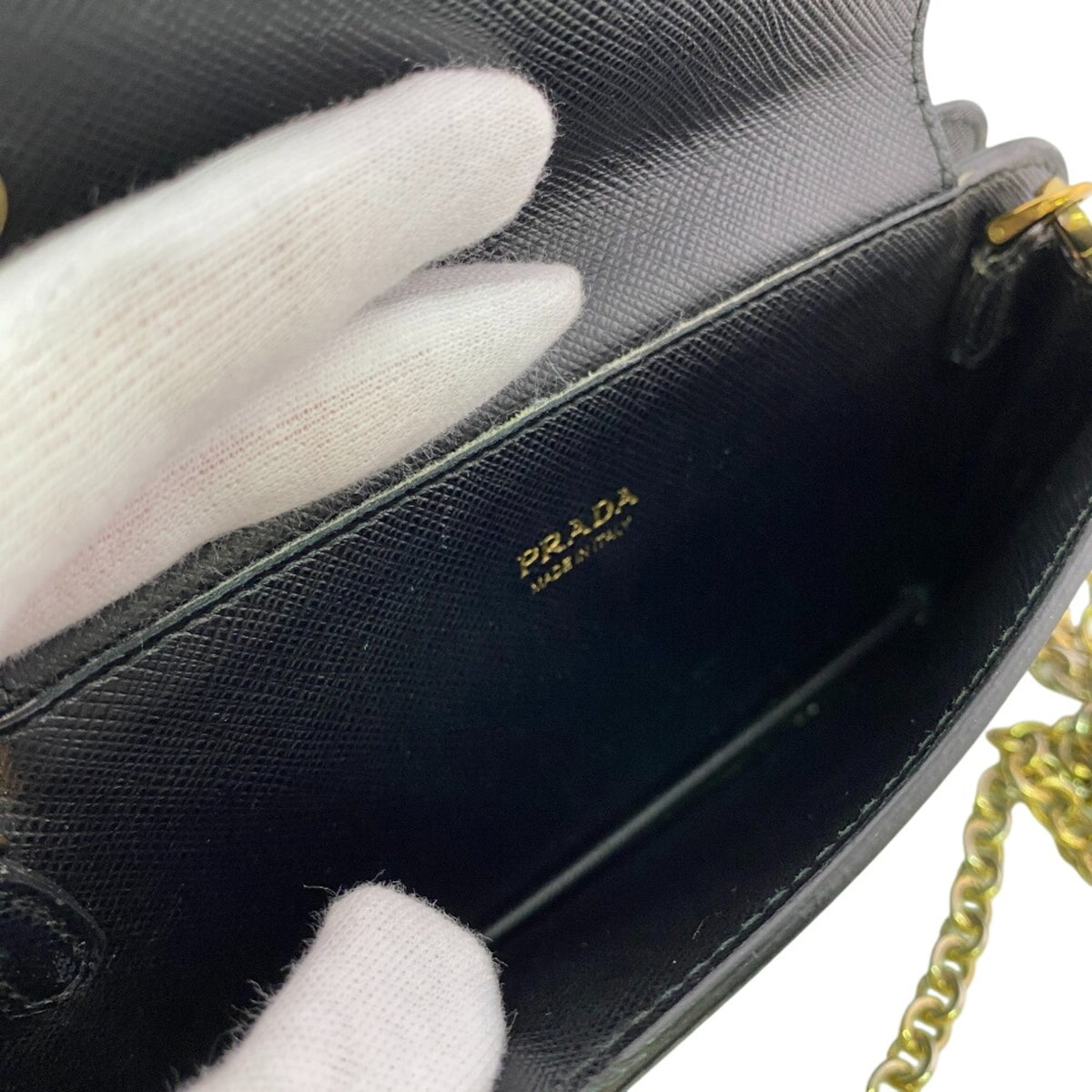 Prada Black Leather Chain/Shoulder Wallet (Pre-Owned)