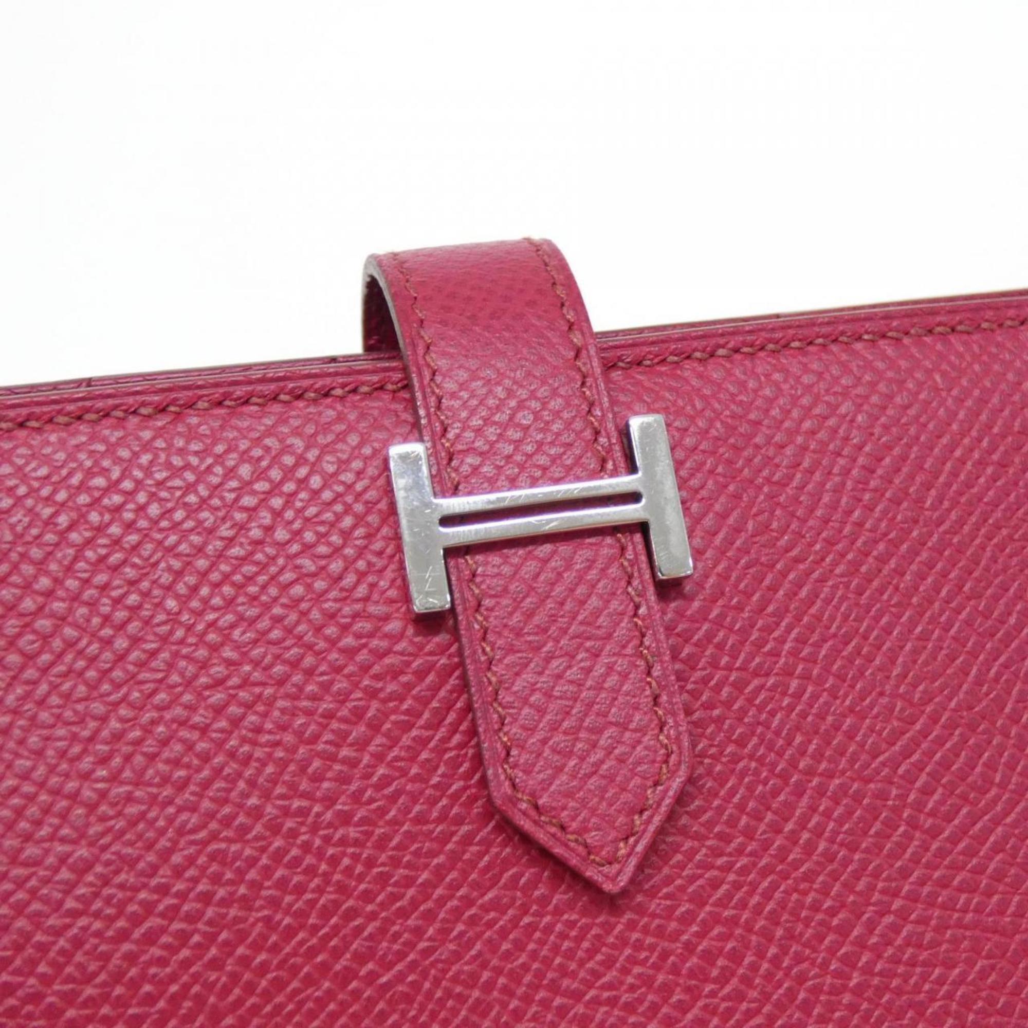 Hermes Bearn Ruby Epsom Leather Long Wallet (Bi-Fold) (Pre-Owned)
