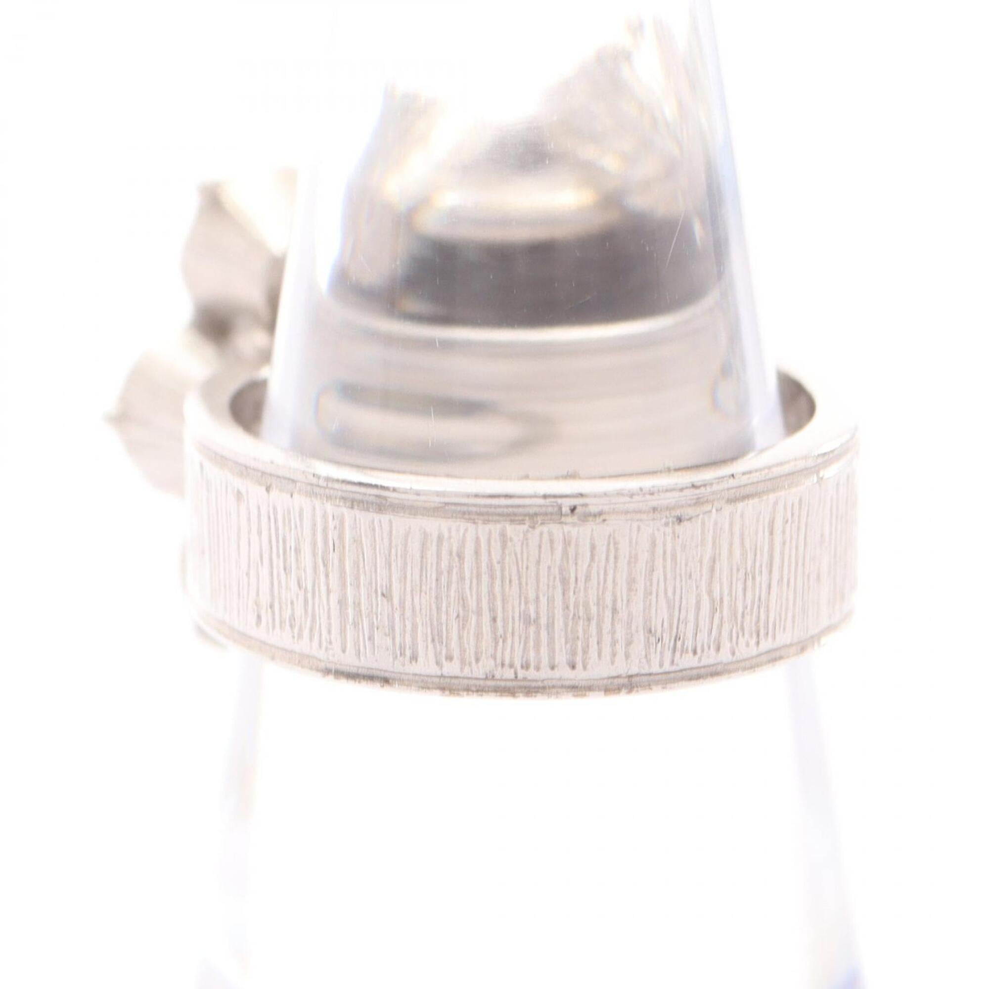 Chanel Silver Clear Metal Rhinestone Band Ring (Pre-Owned)