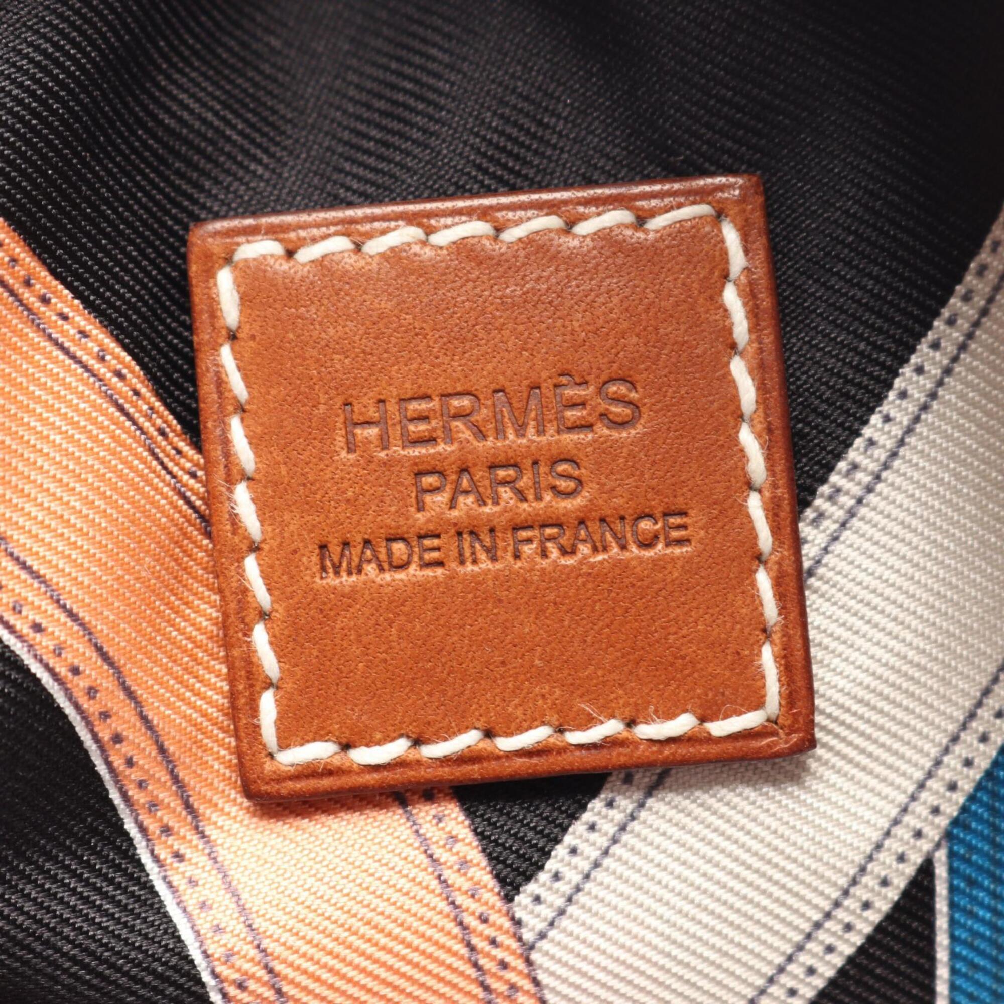 Hermes Black Multi-Color Silk Barenia Leather Backpack (Pre-Owned)