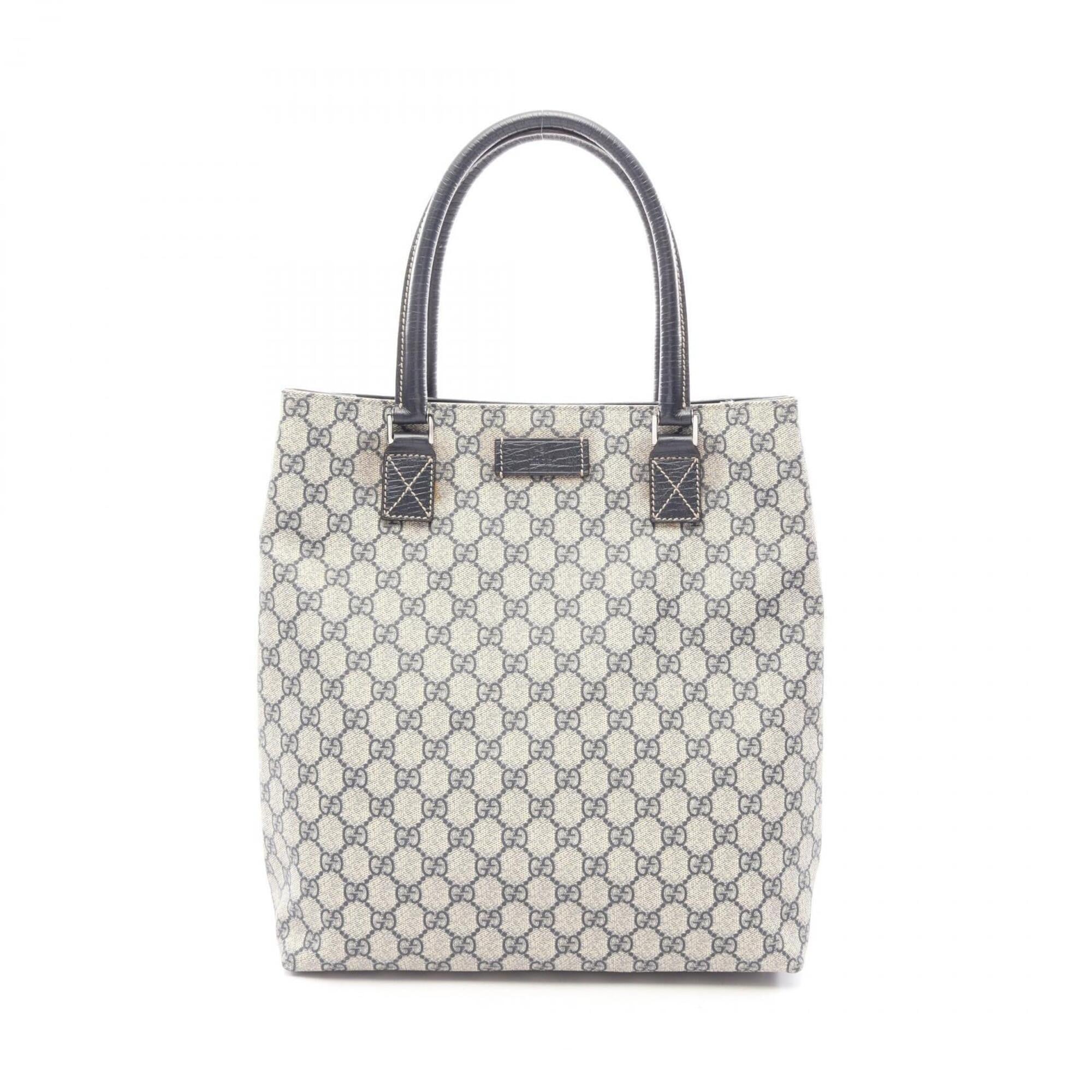 Gucci Beige Navy Pvc Leather Handbag Tote Bag (Pre-Owned)