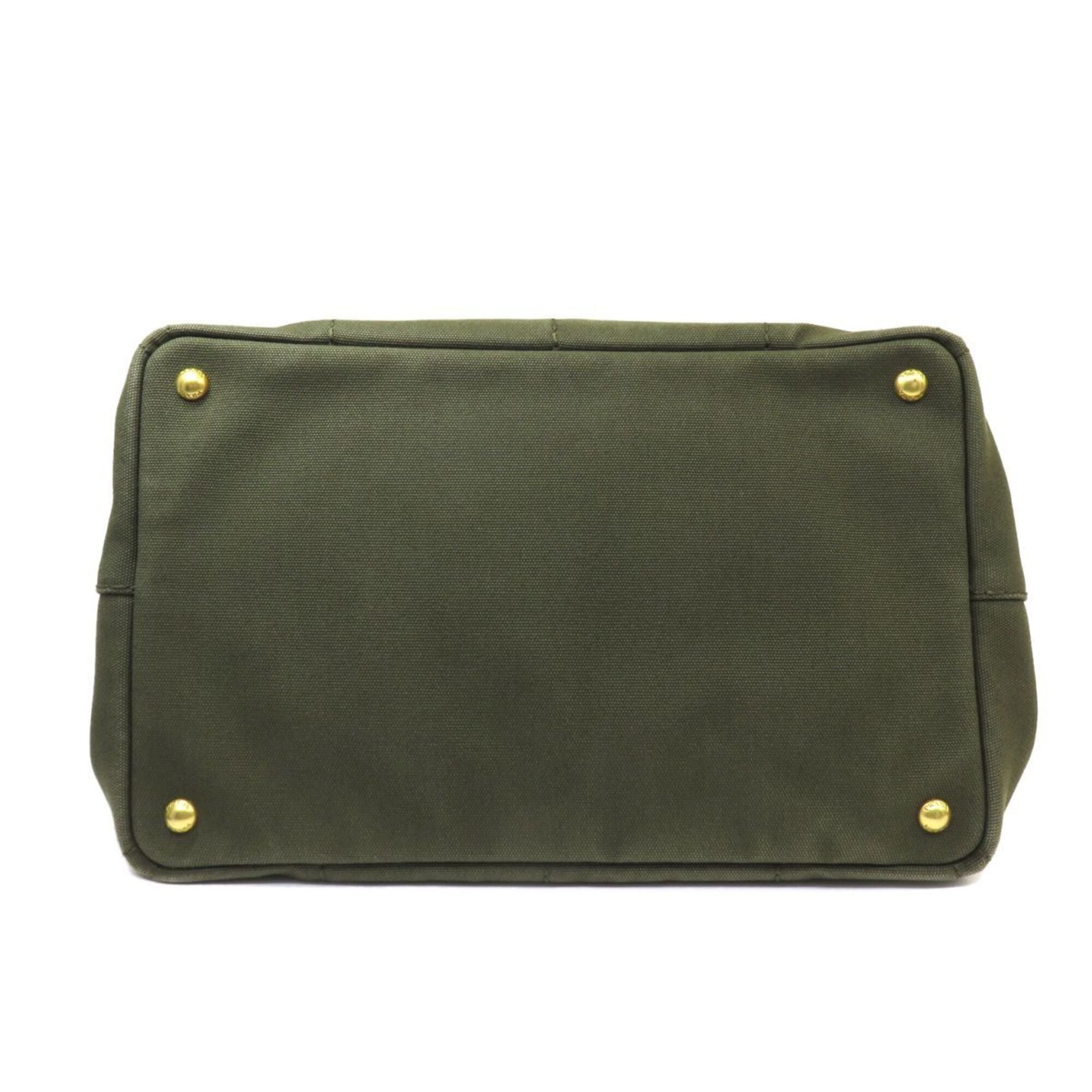 Prada Khaki Canvas Handbag Tote Bag (Pre-Owned)