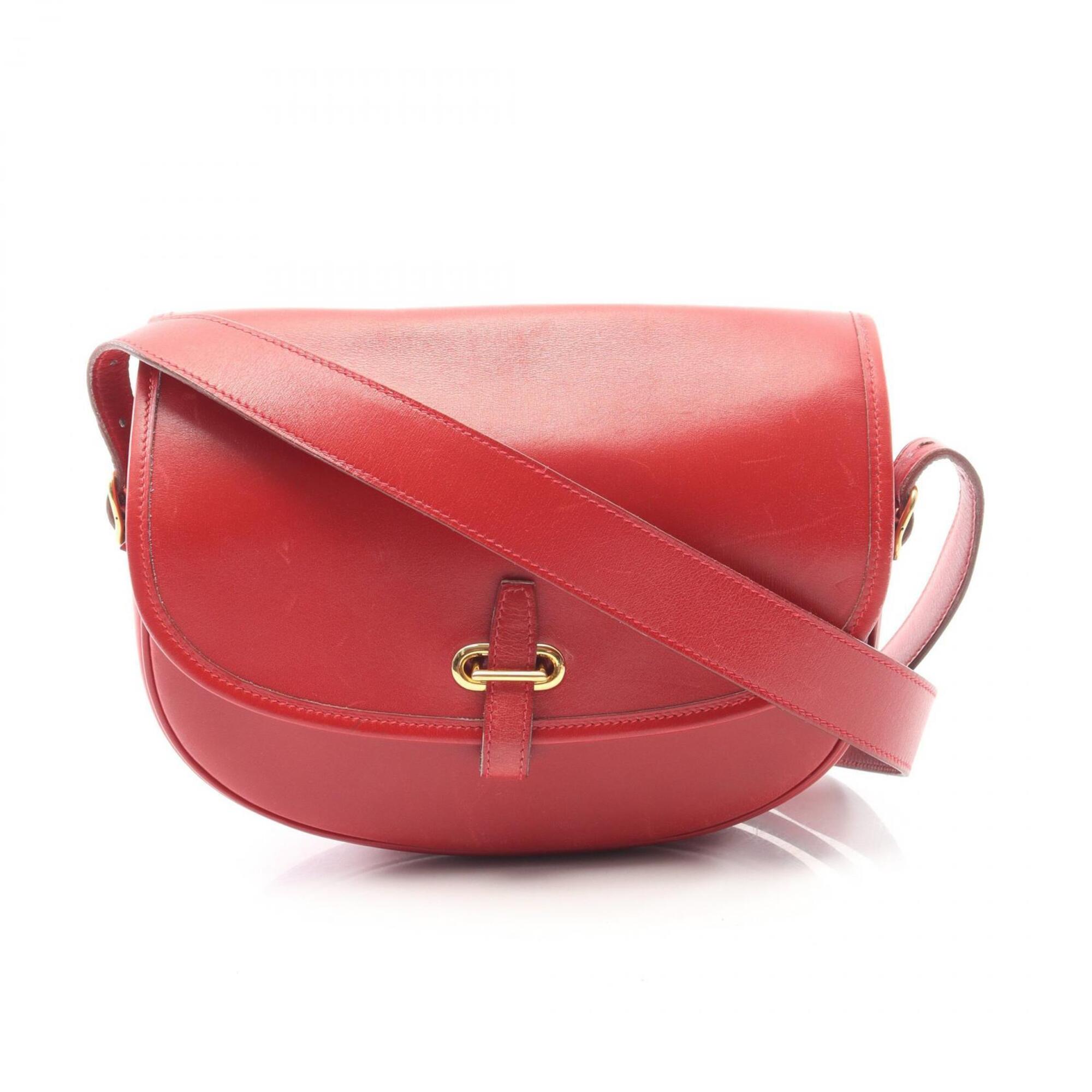 Hermes Red Color Rouge Vif Box Calf Leather Leather Handbag Shoulder Bag (Pre-Owned)