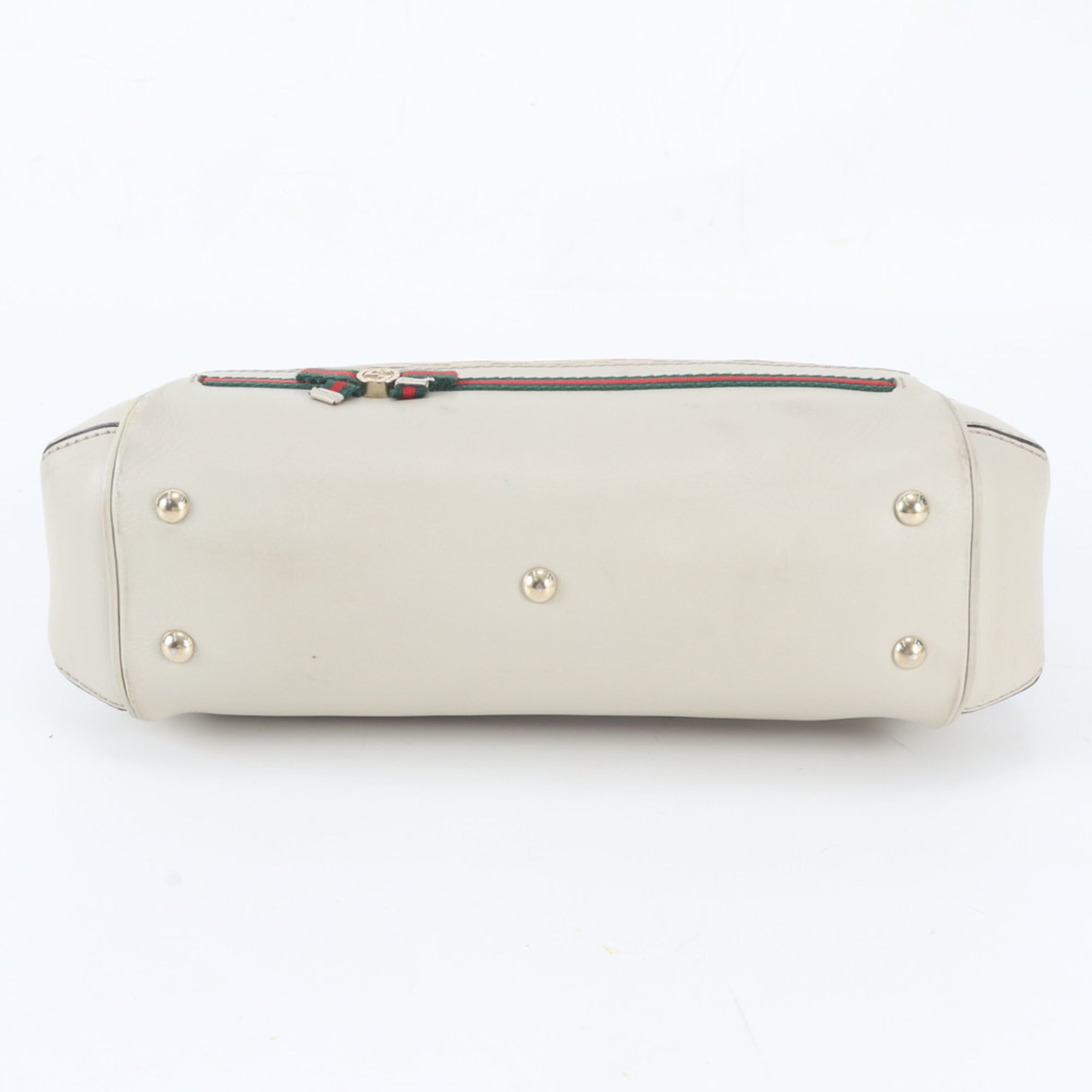 Gucci Beige Leather Canvas Handbag Shoulder Bag Tote Bag (Pre-Owned)
