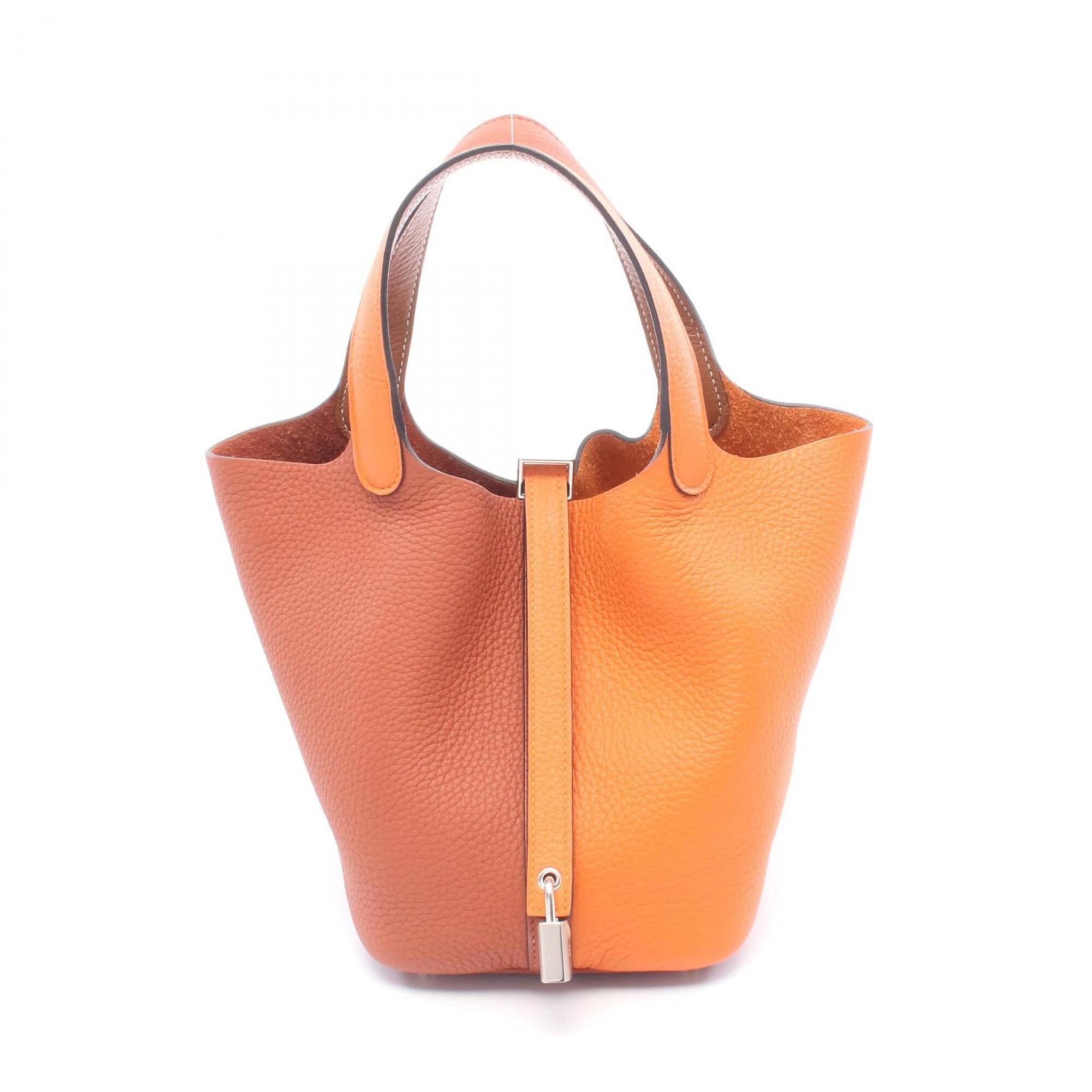 Hermes Bordeaux Brown Orange Taurillon Clemence Leather Handbag (Pre-Owned)