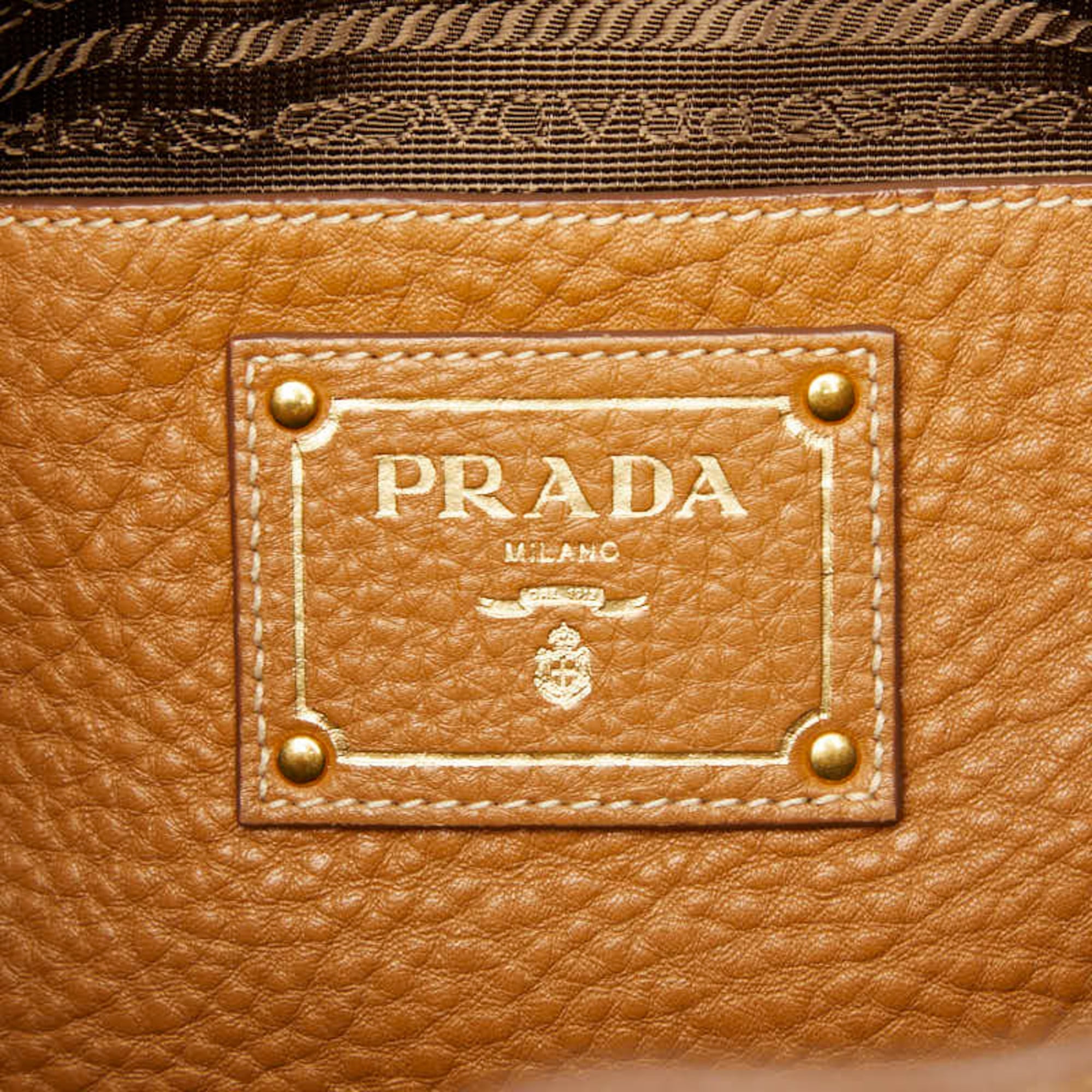 Prada Camel Leather Shoulder Bag Tote Bag (Pre-Owned)