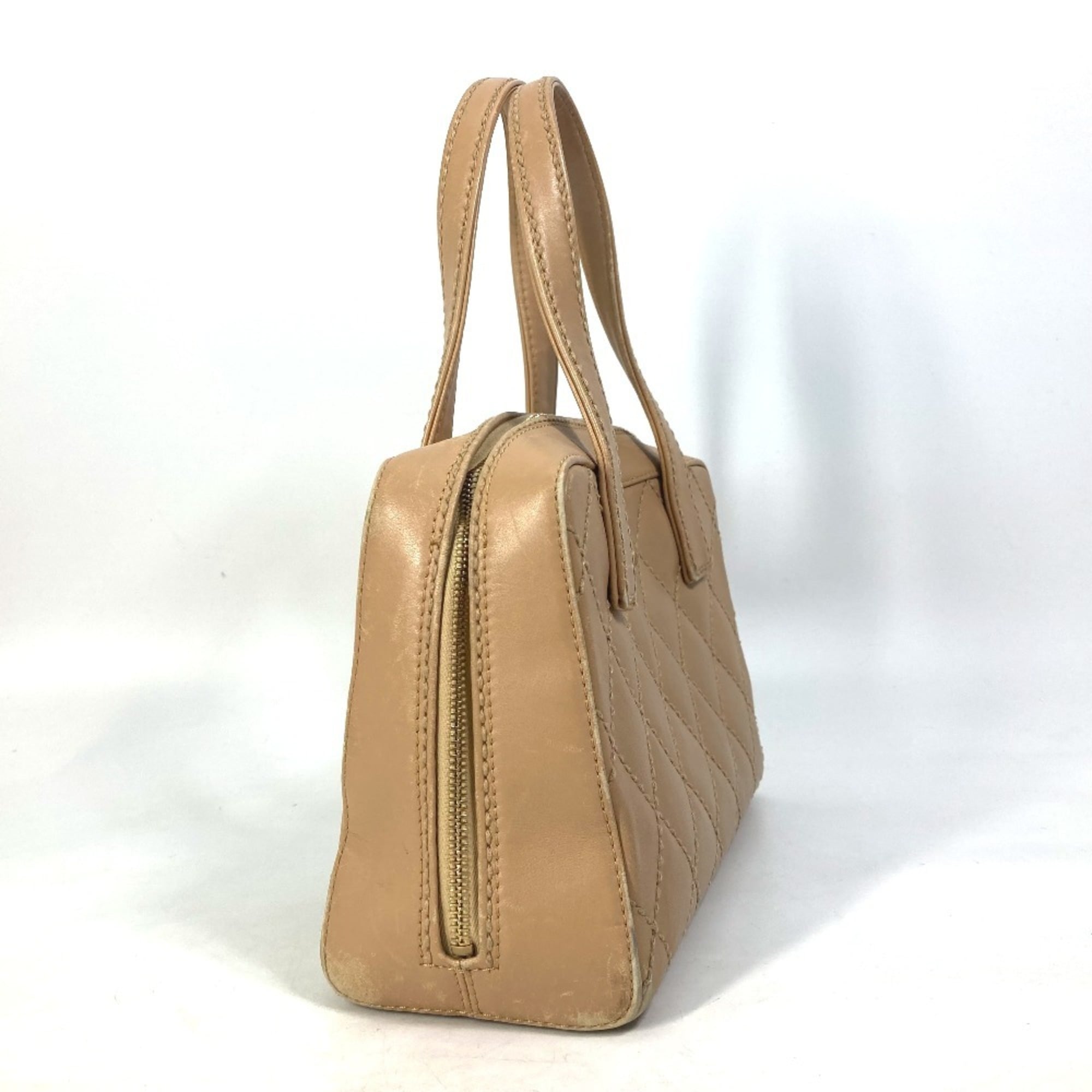 Chanel Wild Stitch Beige Leather Handbag (Pre-Owned)