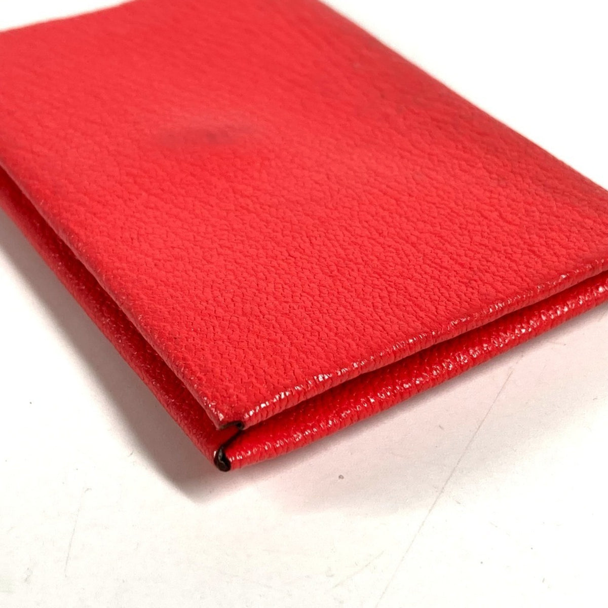Hermes Beige Red Color Chevre Leather Coin Purse/Coin Case (Pre-Owned)