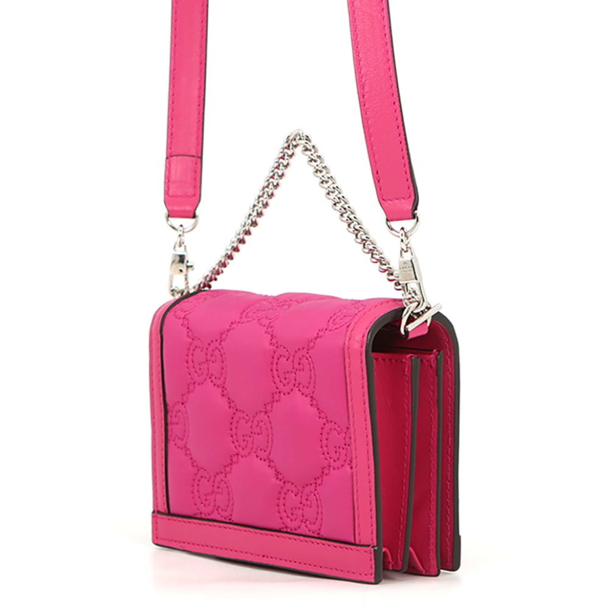 Gucci Pink Nylon Leather Handbag Shoulder Bag (Pre-Owned)