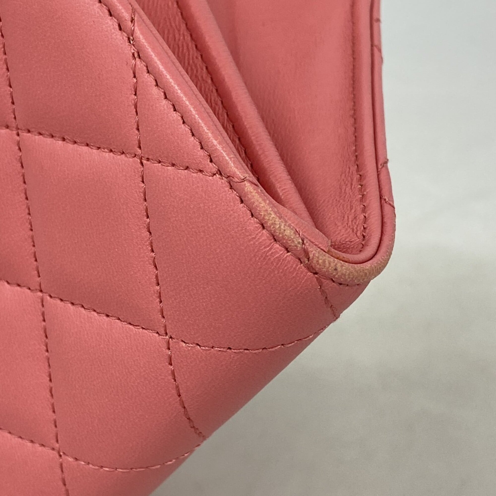 Chanel Pink Leather Long Wallet (Bi-Fold) (Pre-Owned)