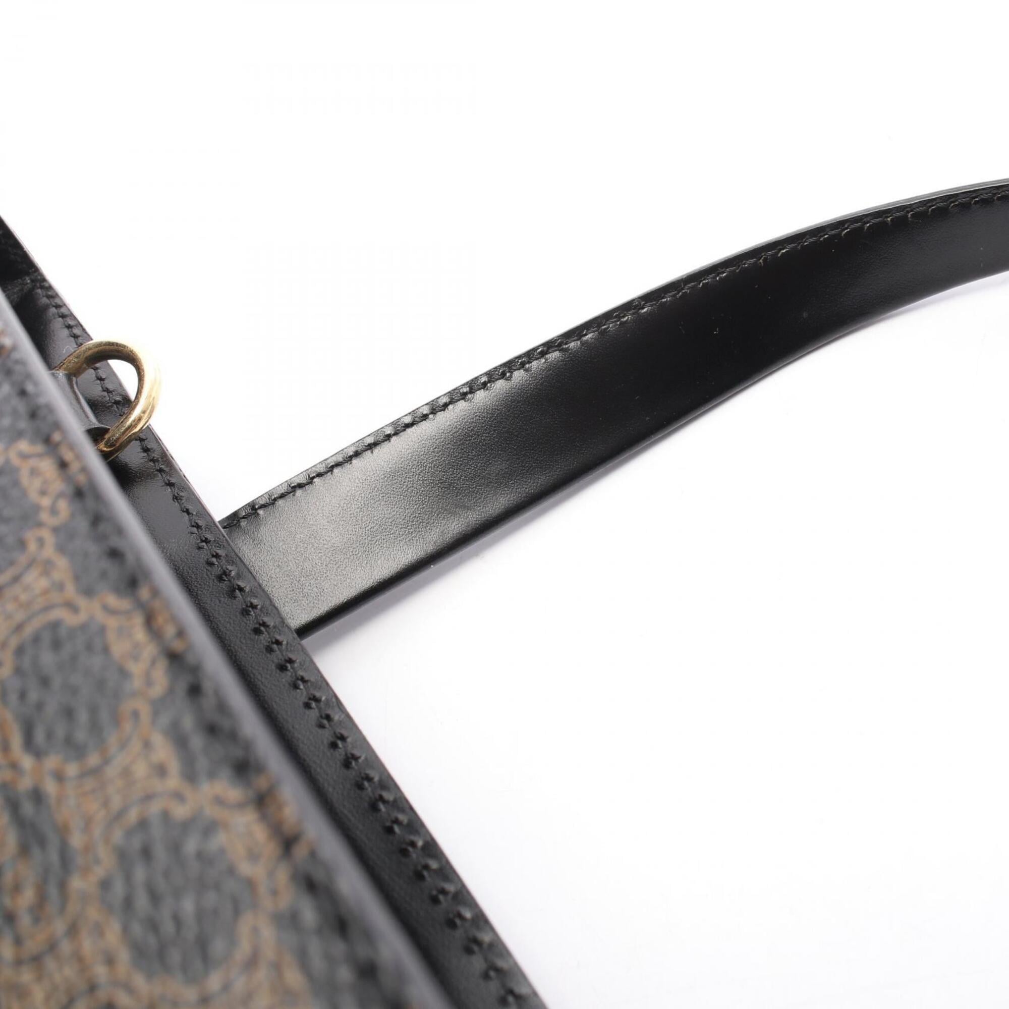 Celine Black Brown Coated Canvas Leather Handbag (Pre-Owned)