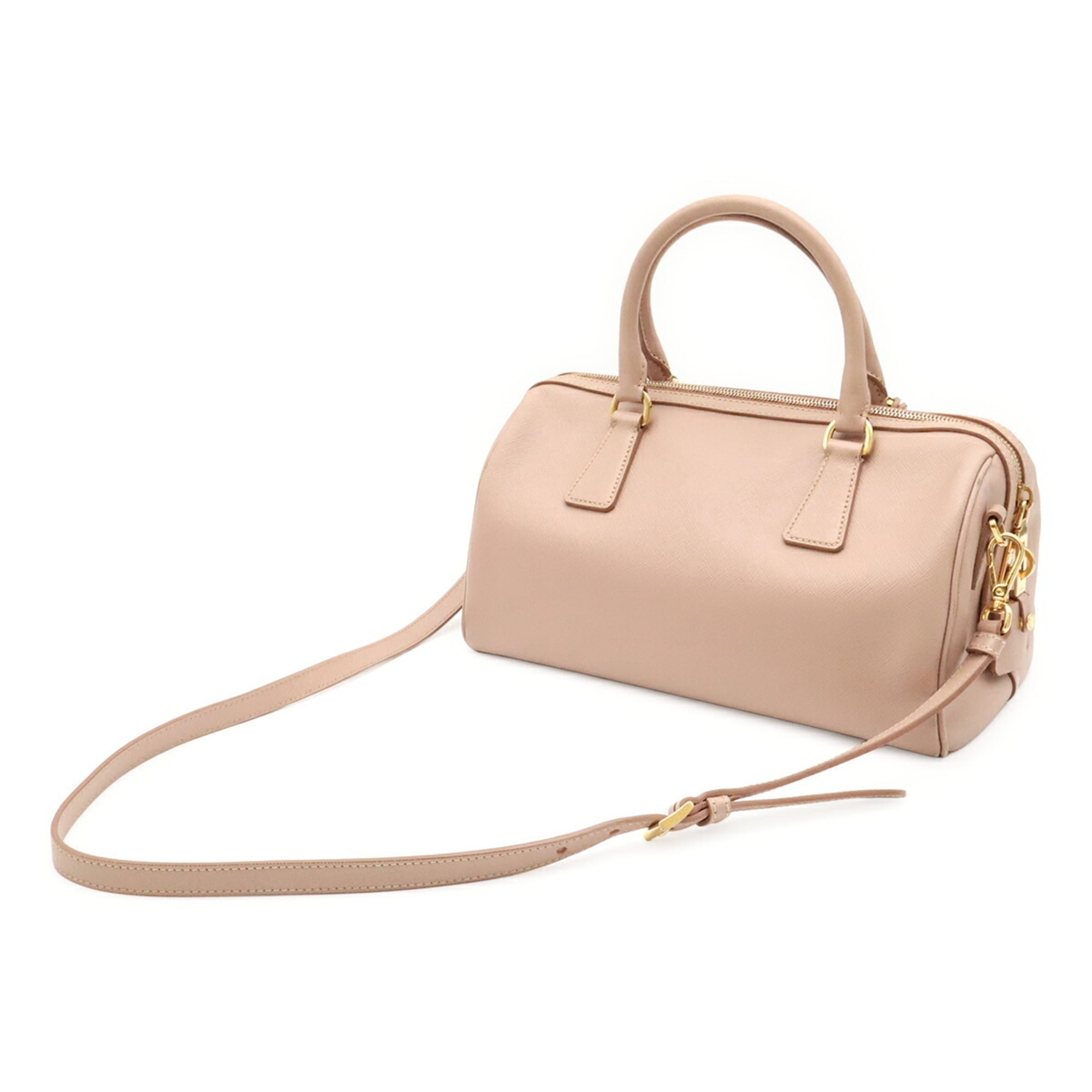 Prada Beige Pink Beige Saffiano Handbag Shoulder Bag (Pre-Owned)