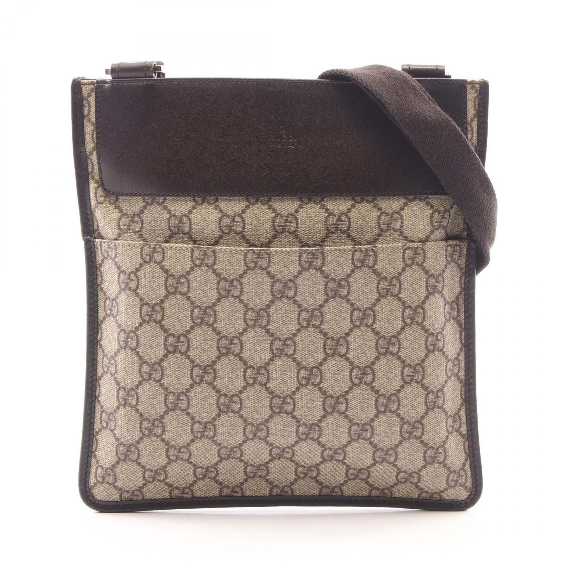 Gucci Beige Brown Pvc Coated Canvas Leather Shoulder Bag (Pre-Owned)
