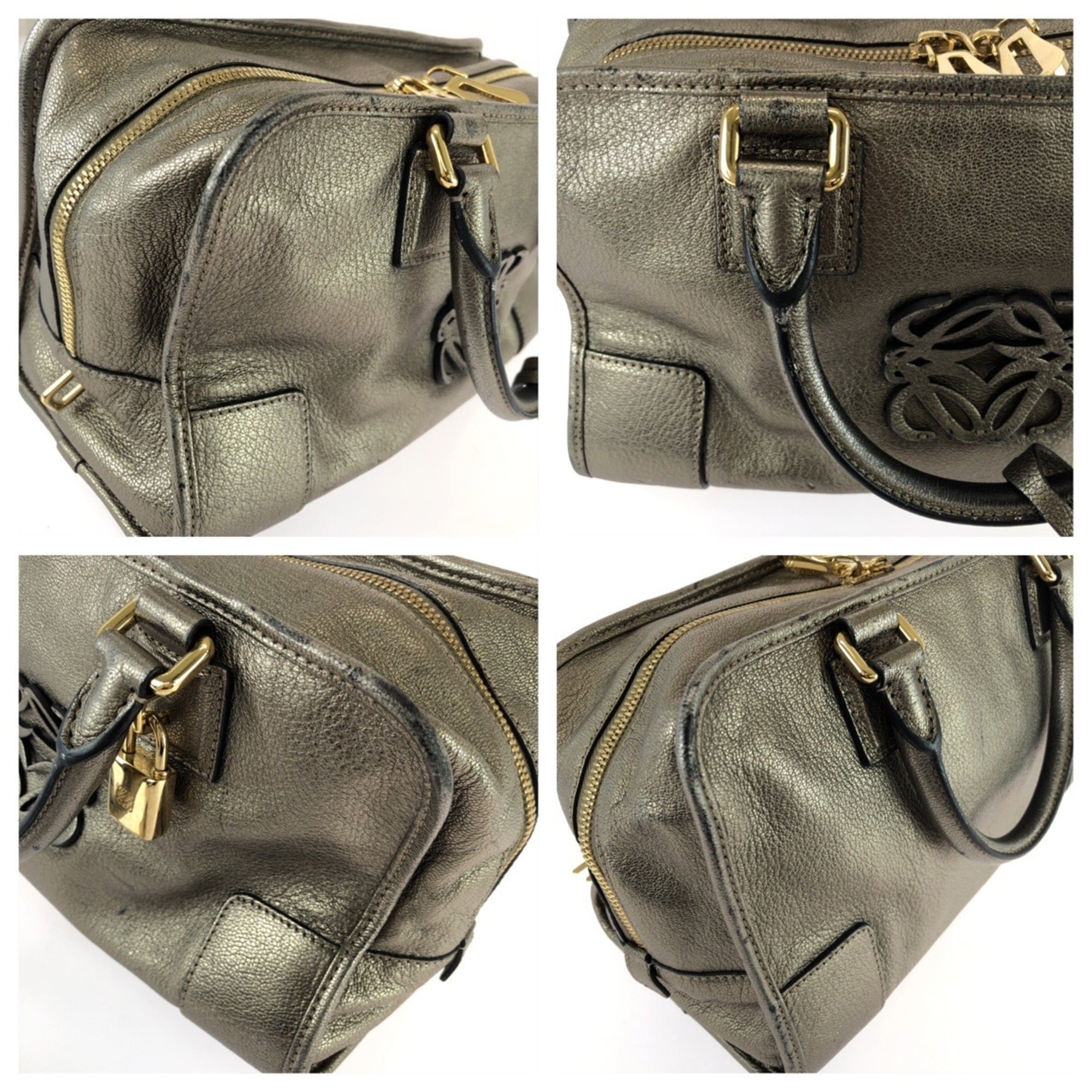 Loewe Gold Silver Leather Handbag (Pre-Owned)