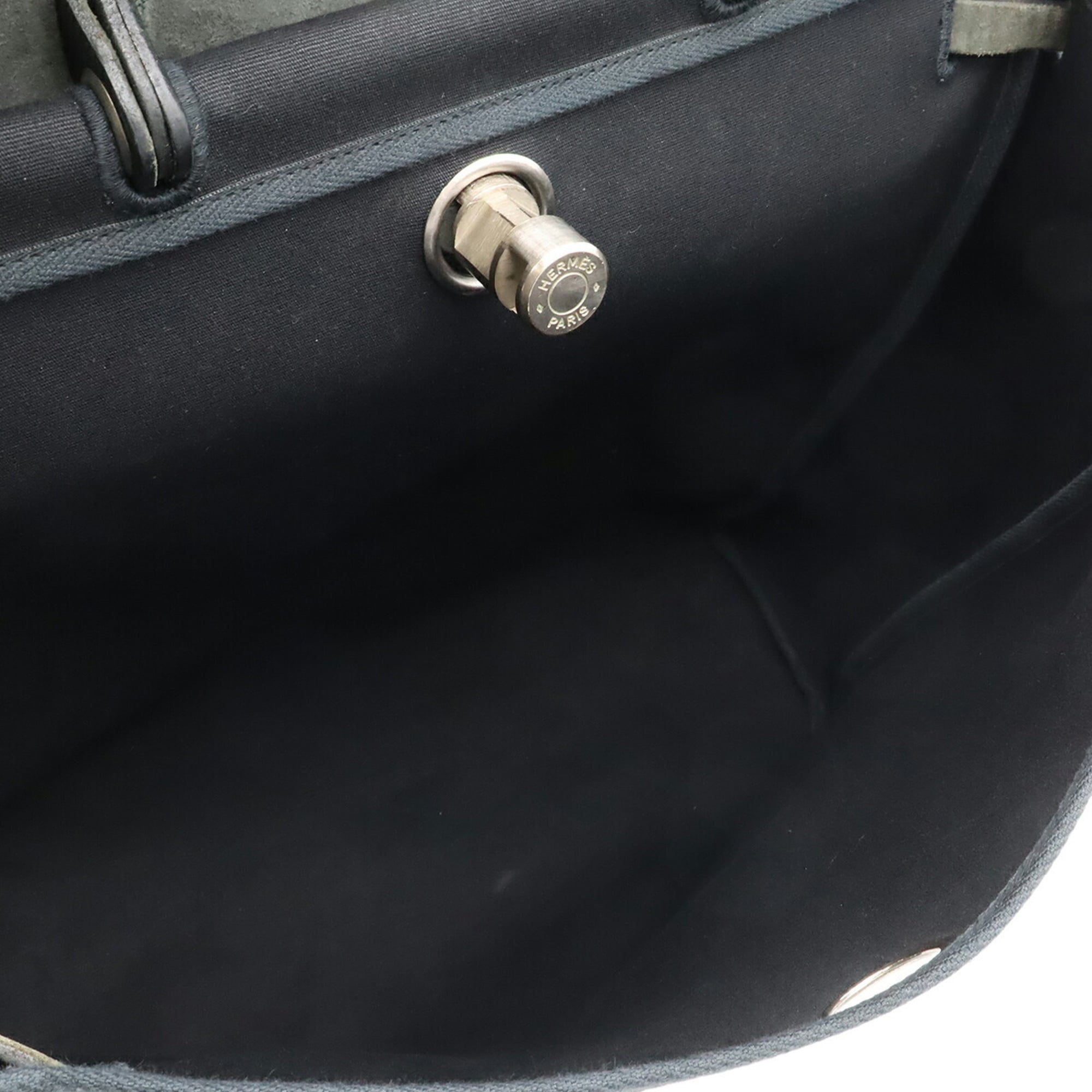 Hermes Black Toile Officier Leather Handbag Shoulder Bag (Pre-Owned)