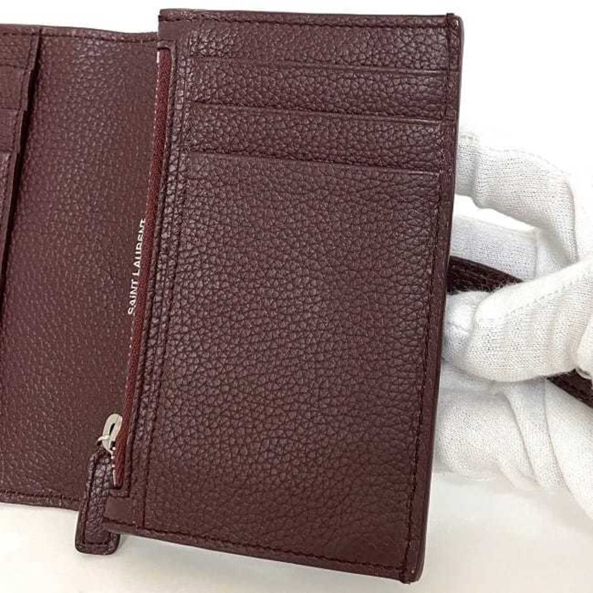 Saint Laurent Bordeaux Leather Wallet (Bi-Fold) (Pre-Owned)