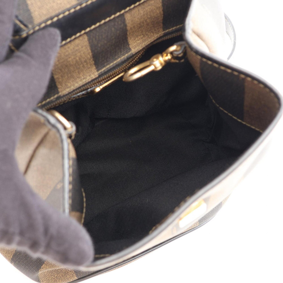 Fendi Black Gray Coated Canvas Leather Fanny Pack Handbag (Pre-Owned)