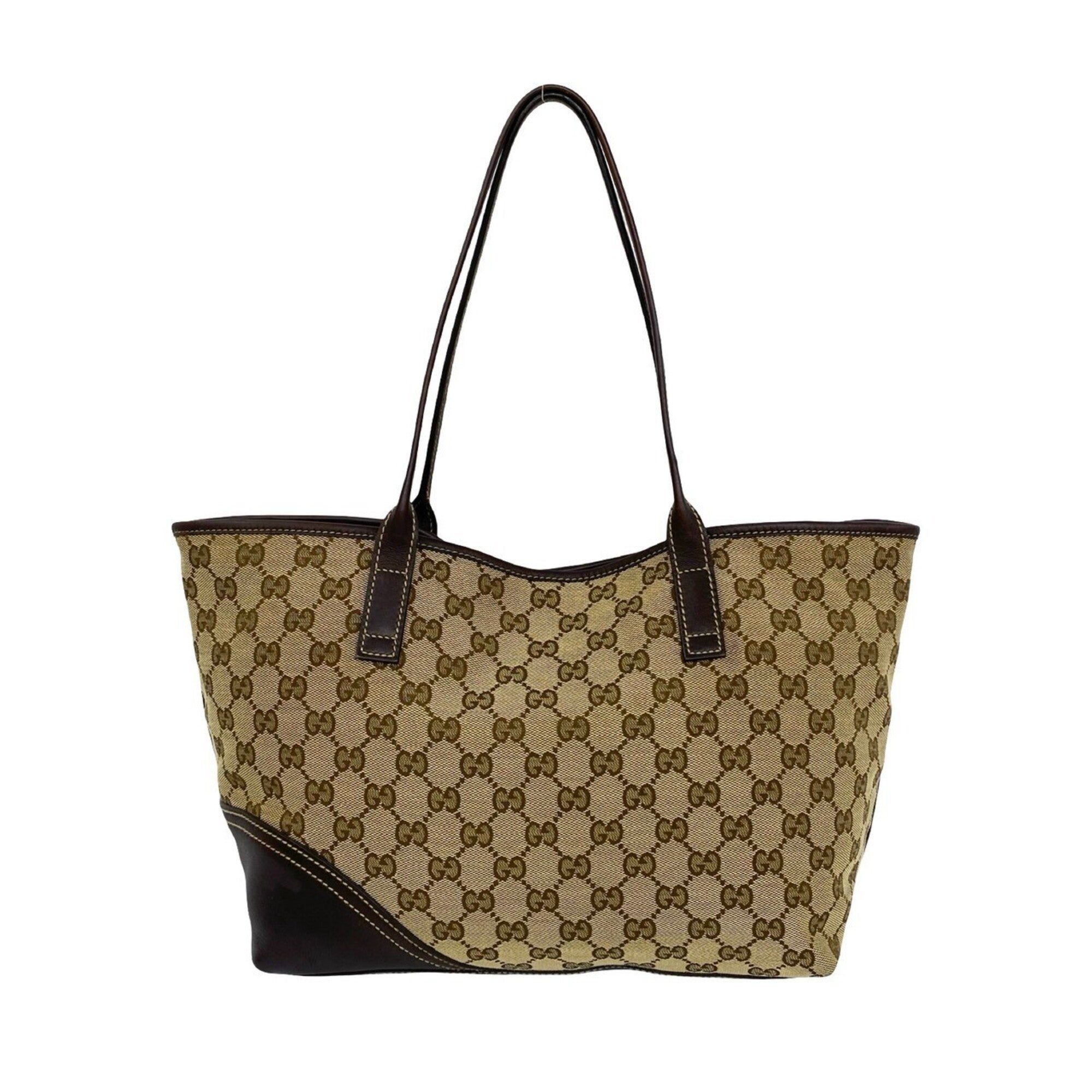 Gucci Brown Canvas Leather Shoulder Bag Tote Bag (Pre-Owned)