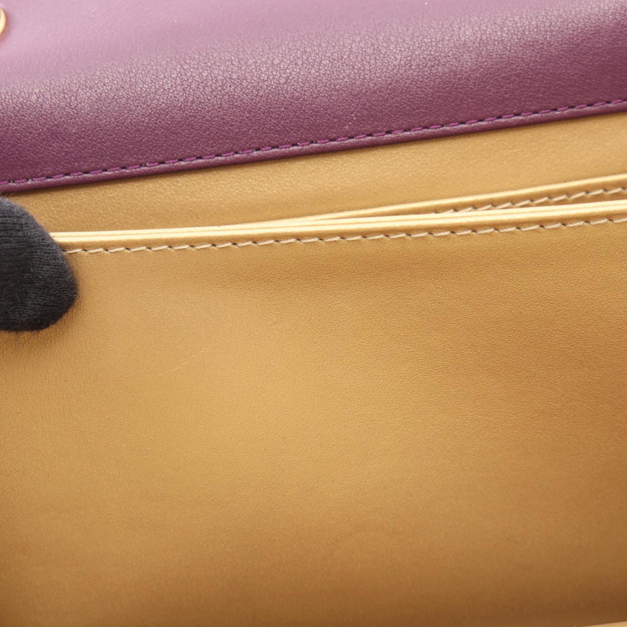 Chanel Purple Leather Handbag Shoulder Bag (Pre-Owned)