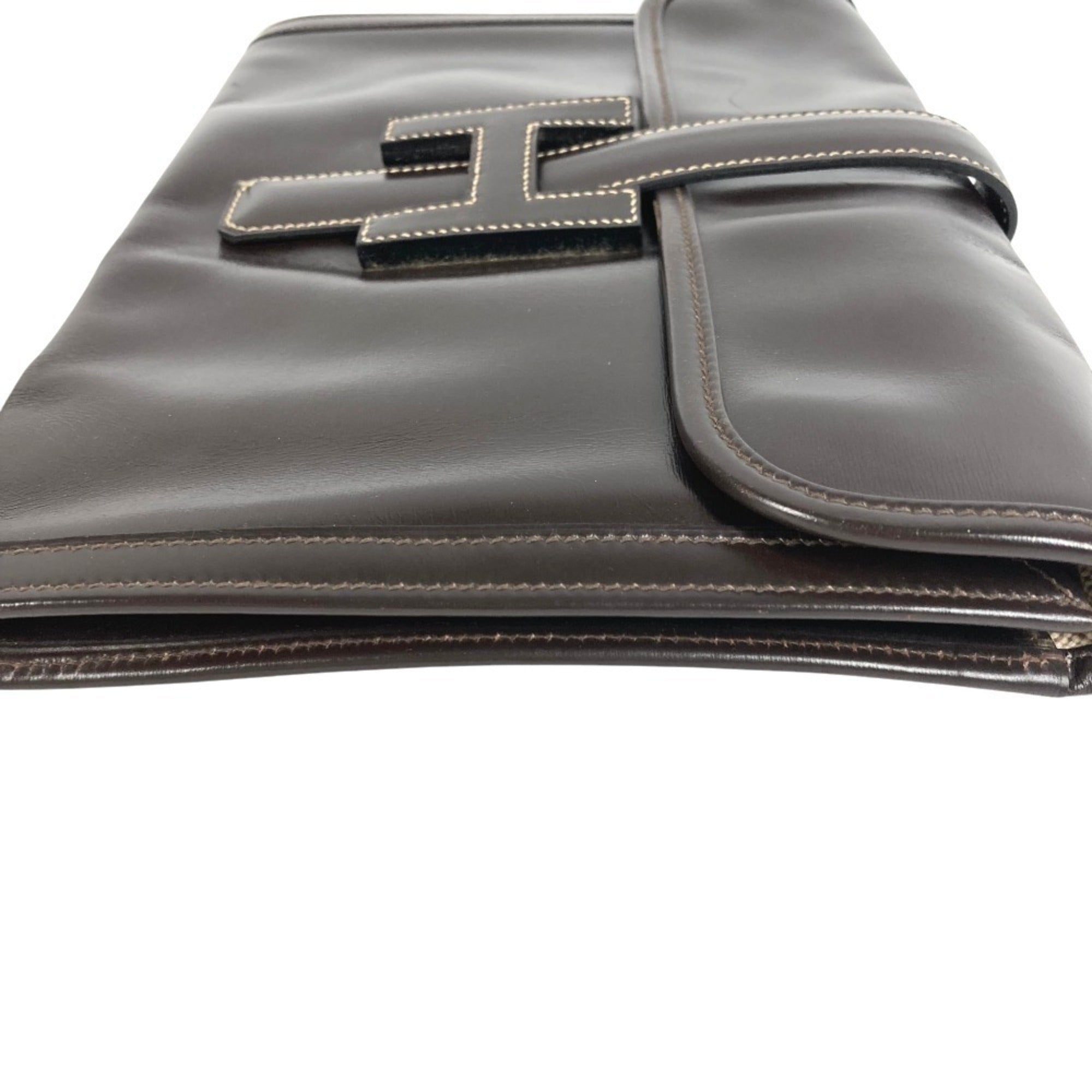 Hermes Dark Brown Leather Clutch Bag (Pre-Owned)