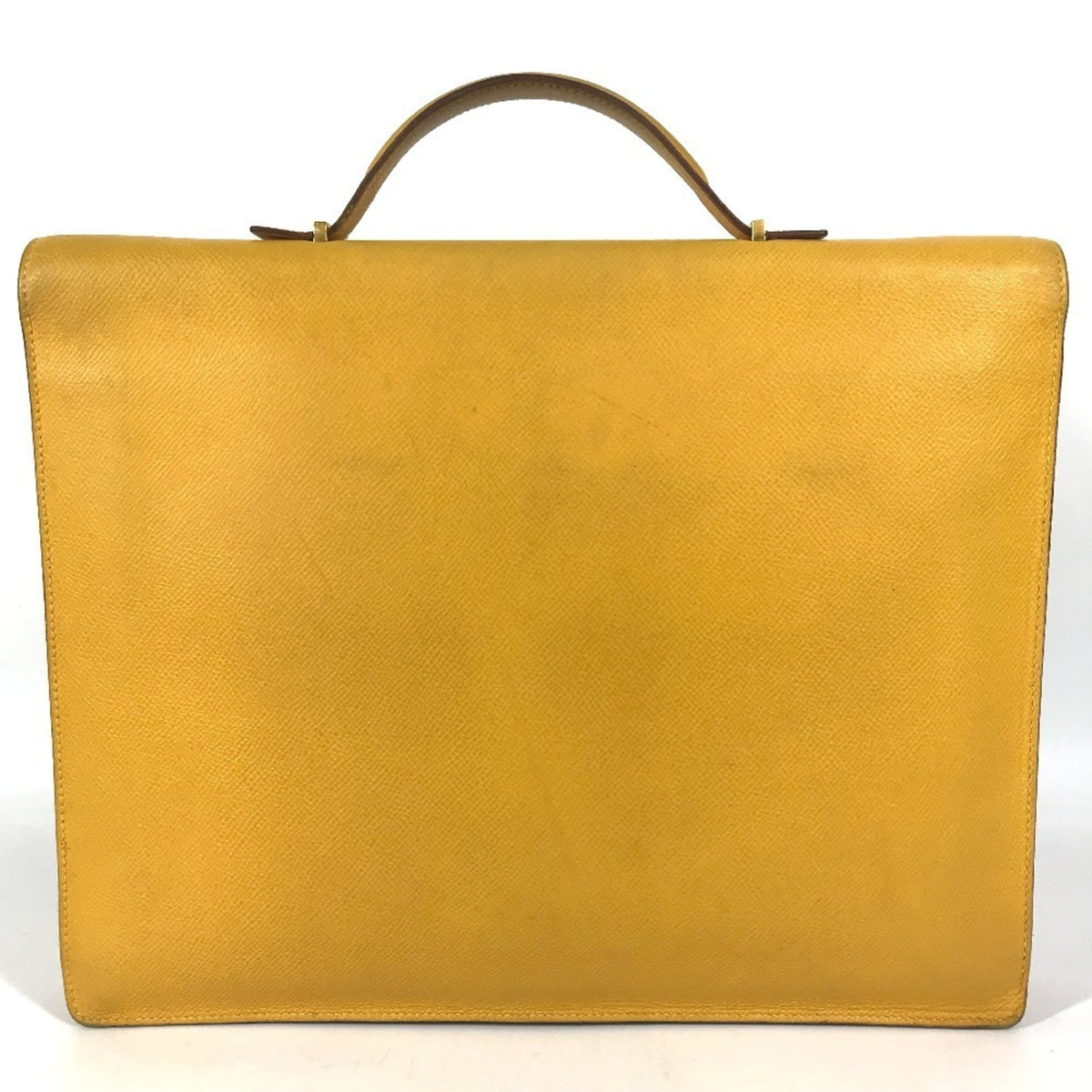 Hermes Yellow Courchevel Leather Briefcase Handbag (Pre-Owned)