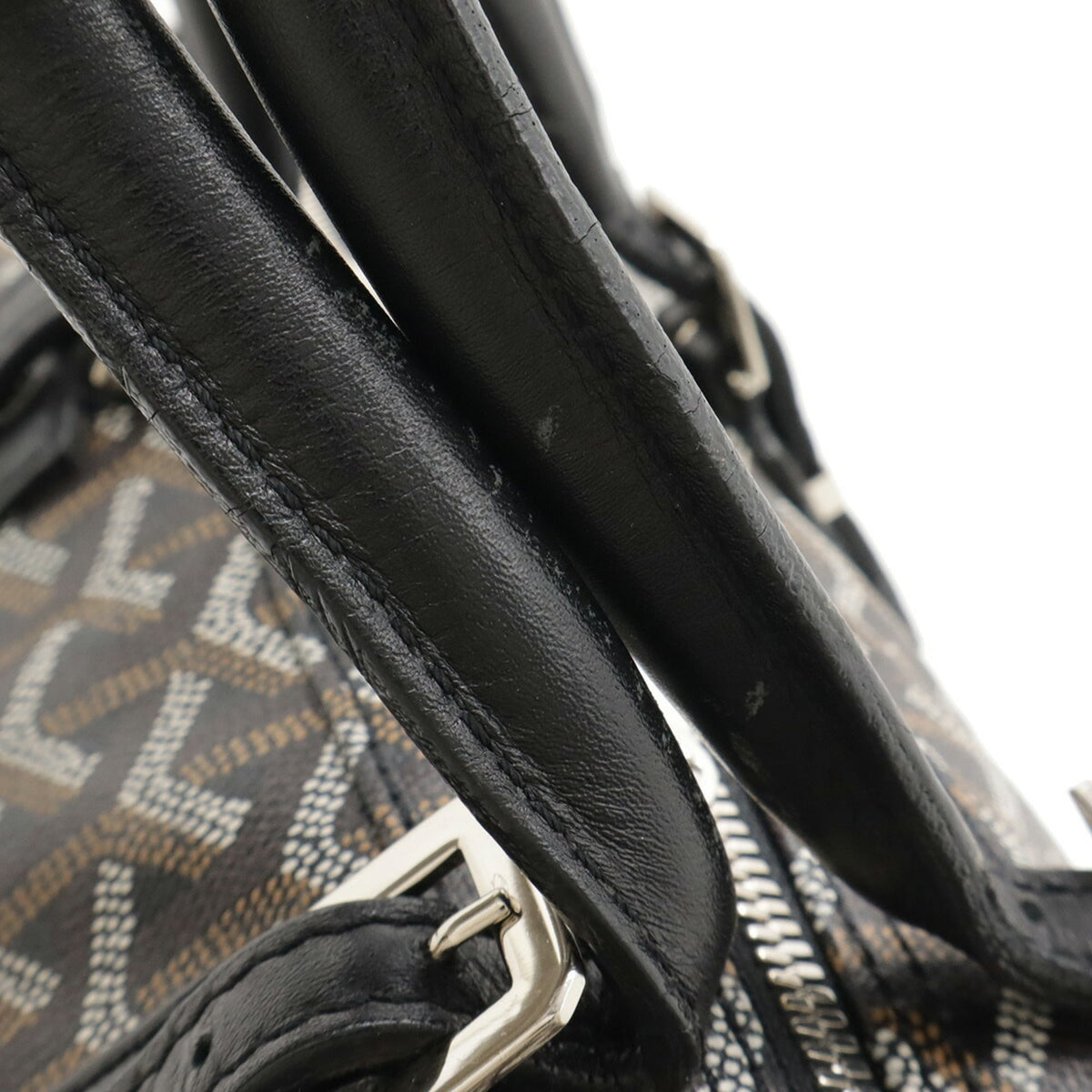 Goyard Black Brown White Coated Canvas Leather Handbag (Pre-Owned)