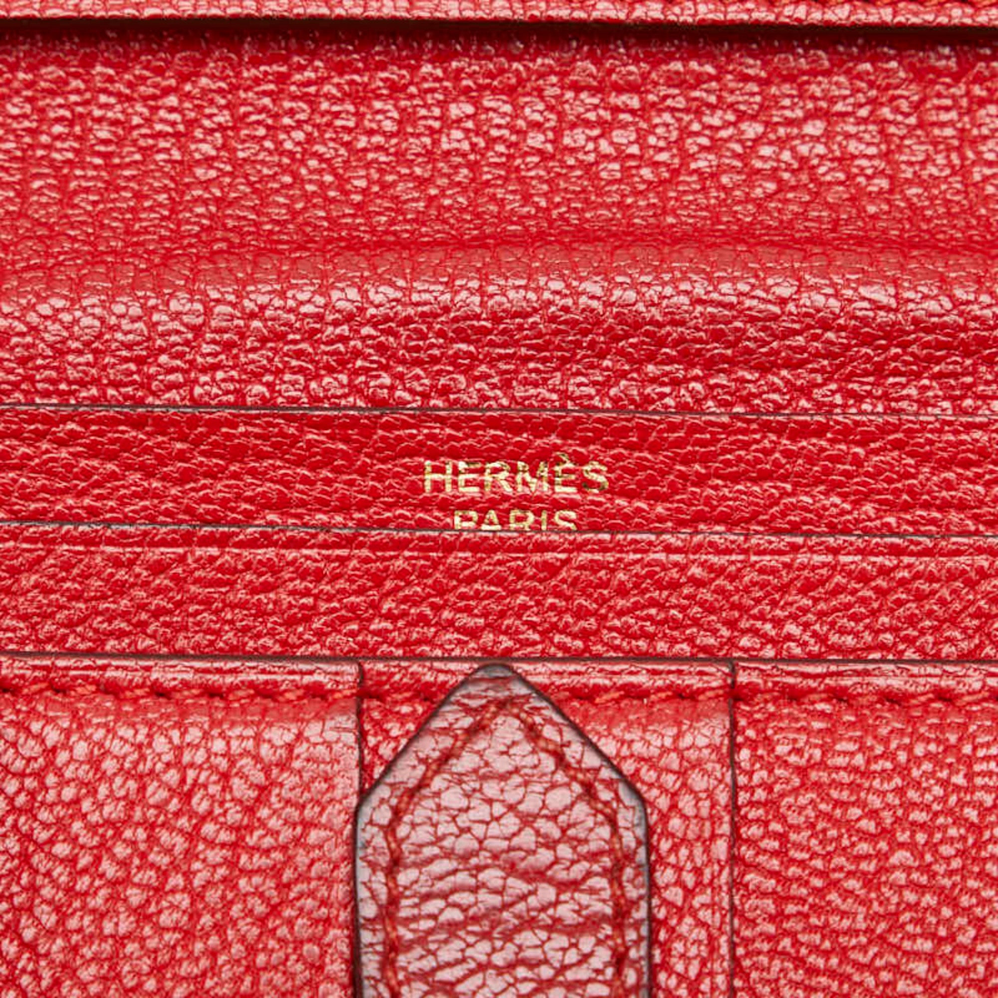 Hermes Red Color Leather Wallet (Bi-Fold) (Pre-Owned)