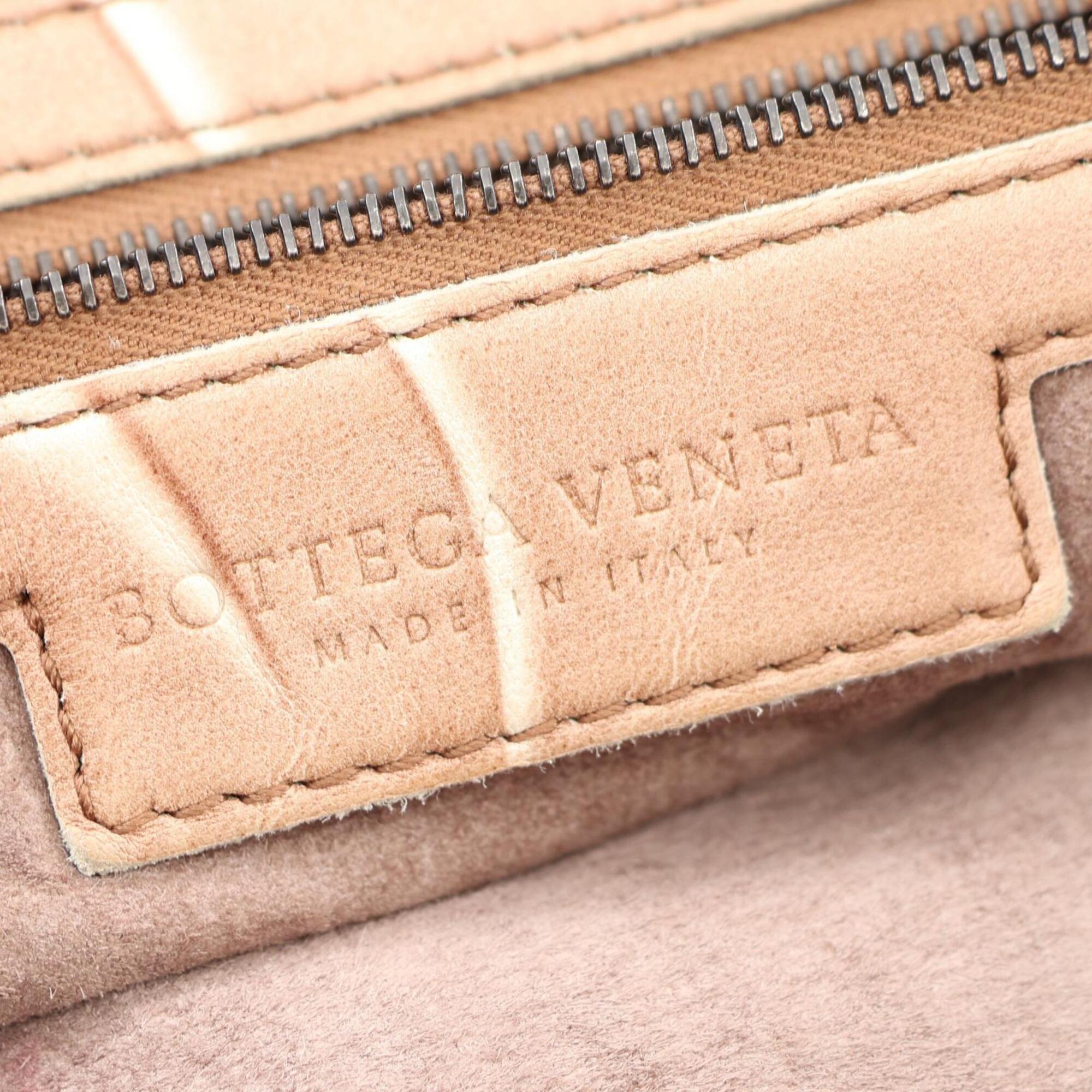 Bottega Veneta Beige Brown Leather Boston Bag Handbag (Pre-Owned)