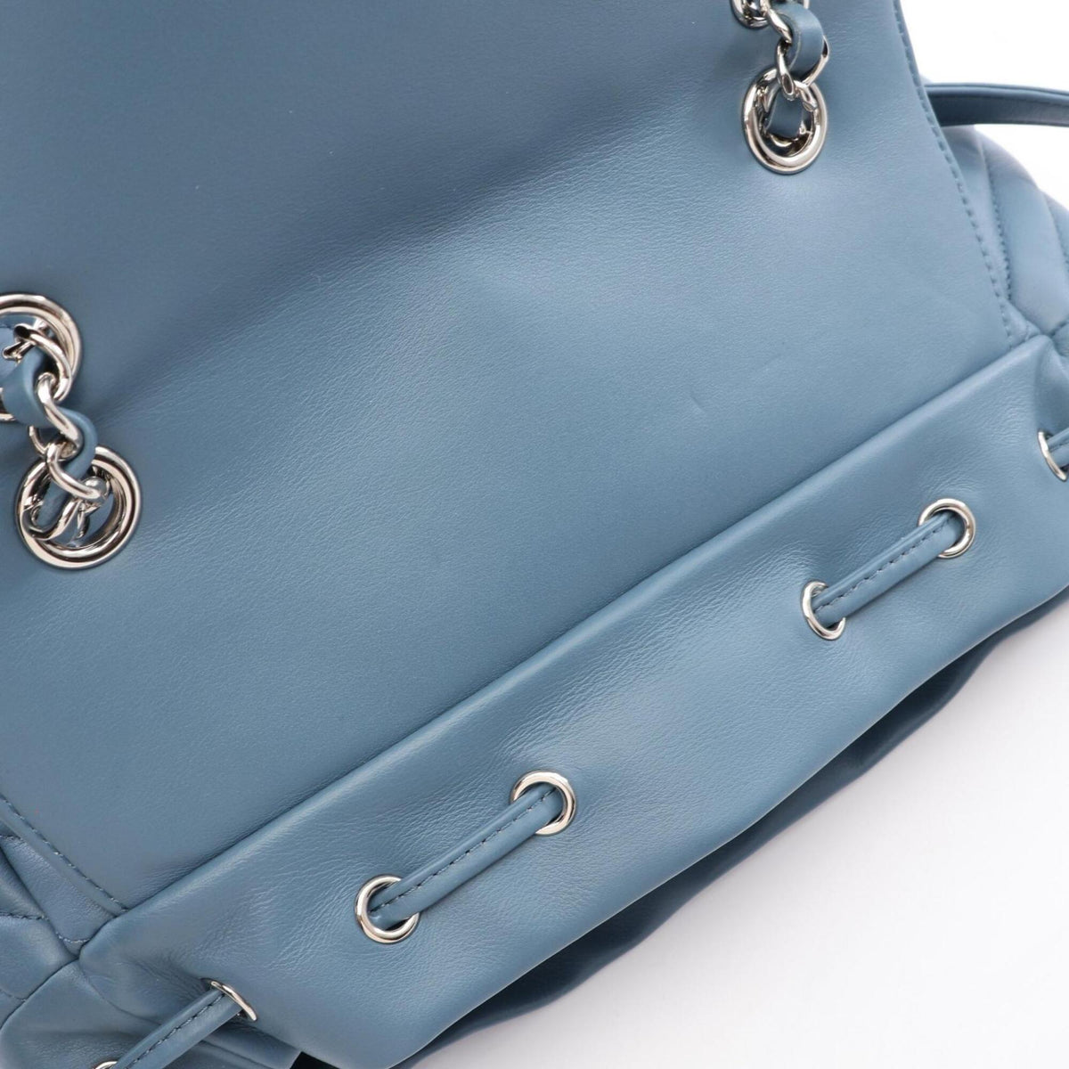 Chanel Blue Leather Backpack Handbag (Pre-Owned)
