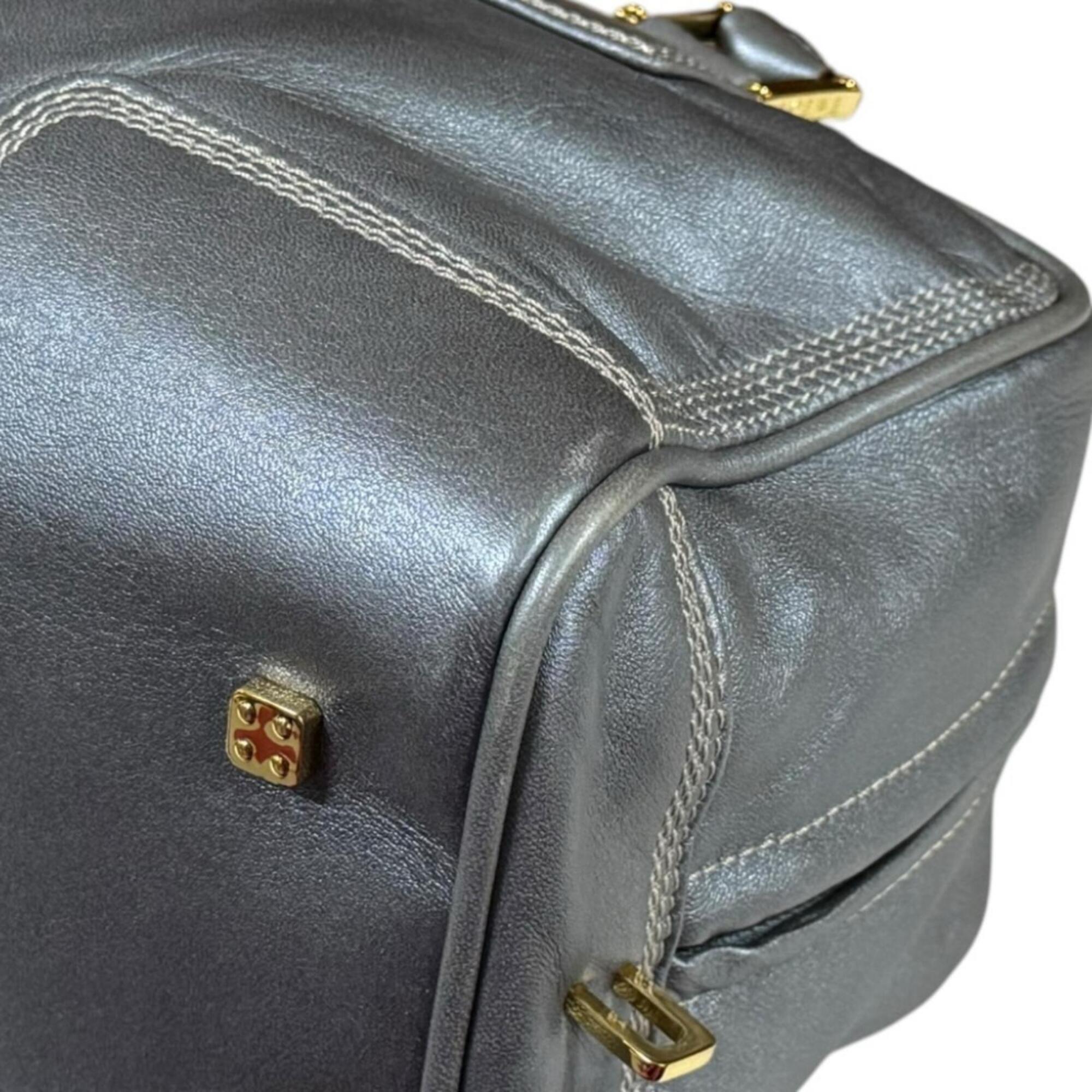 Loewe Gray Metallic Gray Leather Handbag (Pre-Owned)