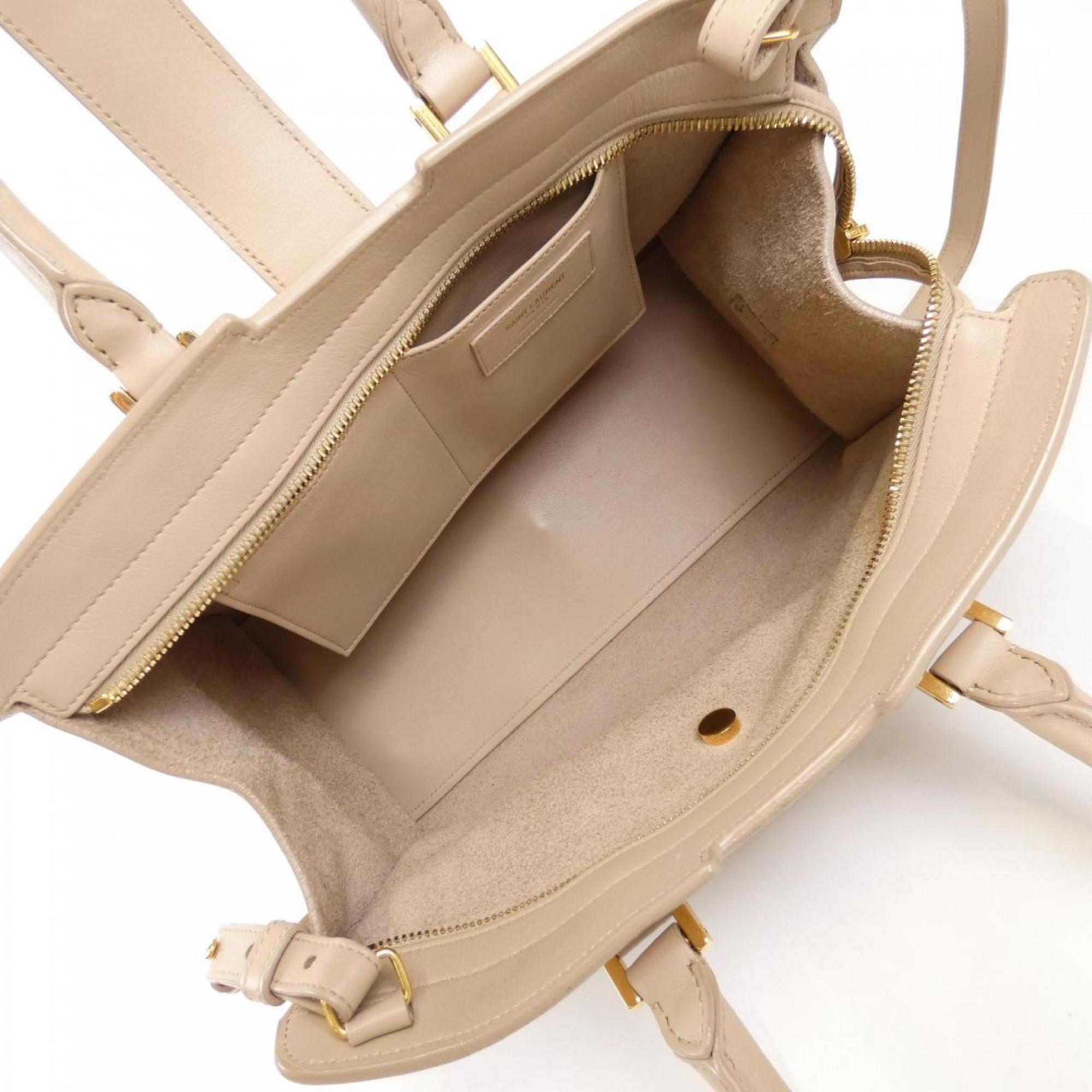 Saint Laurent Dark Beige Leather Handbag (Pre-Owned)