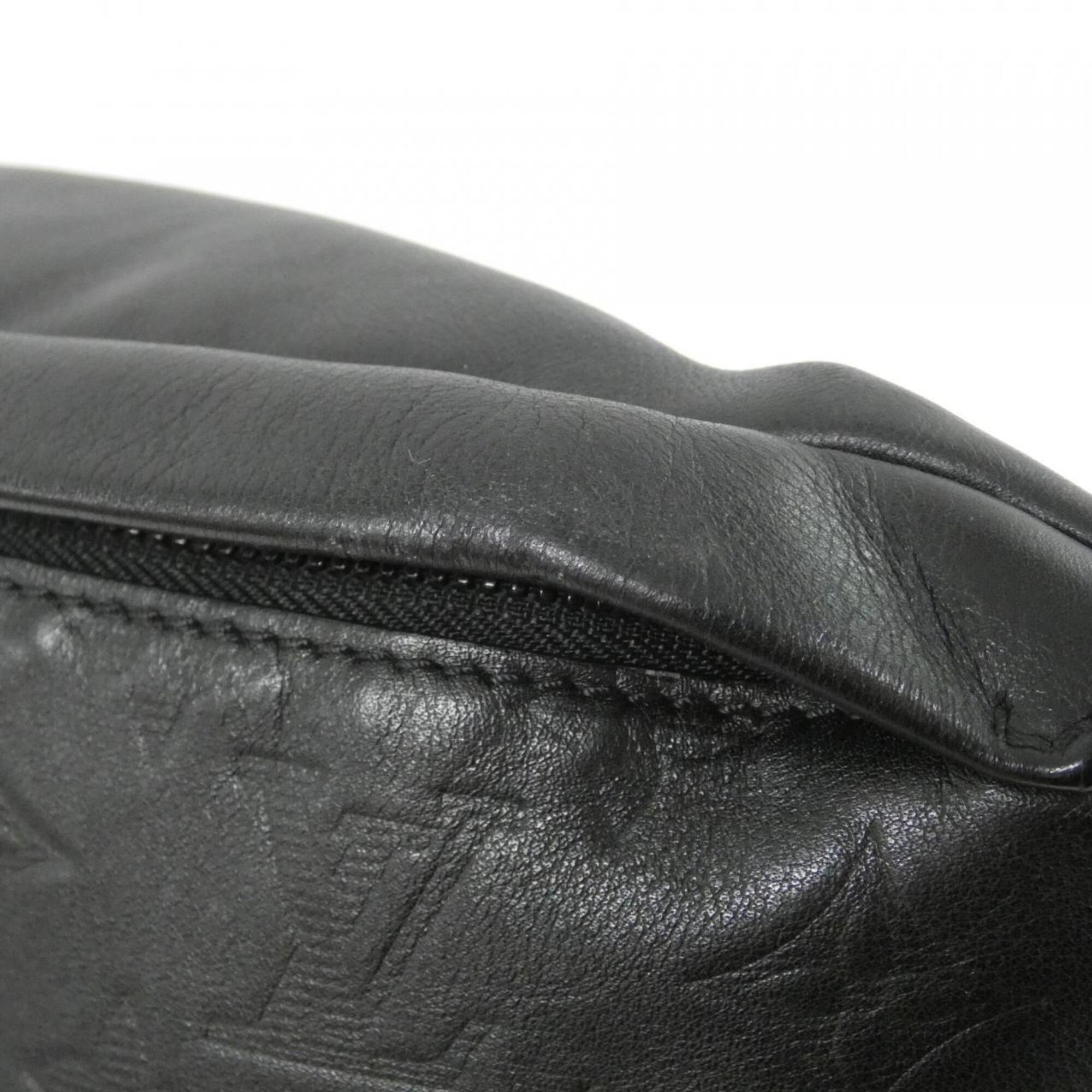 Louis Vuitton Black Leather Shoulder Bag Sling Bag (Pre-Owned)