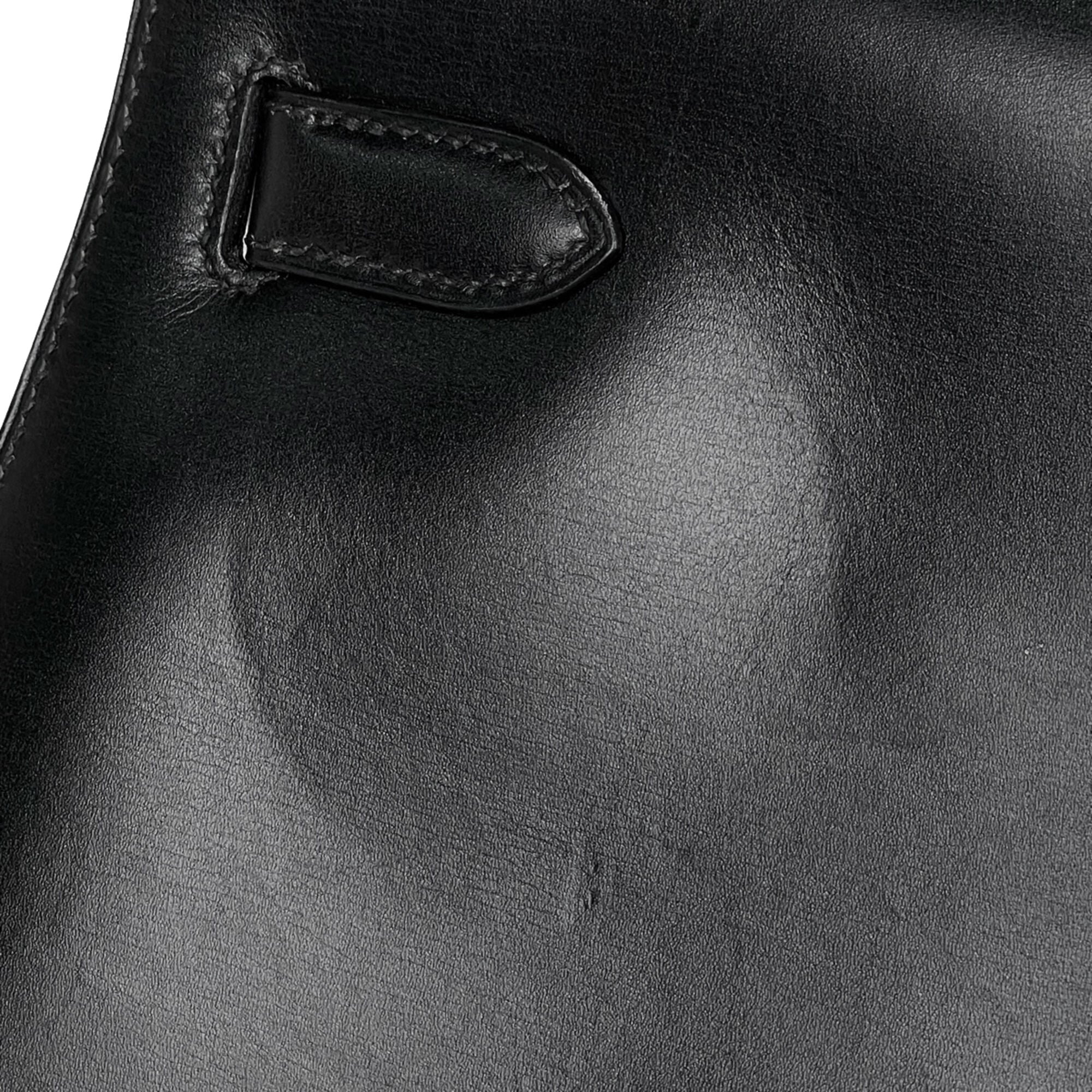 Hermes Black Box Calf Leather Handbag (Pre-Owned)
