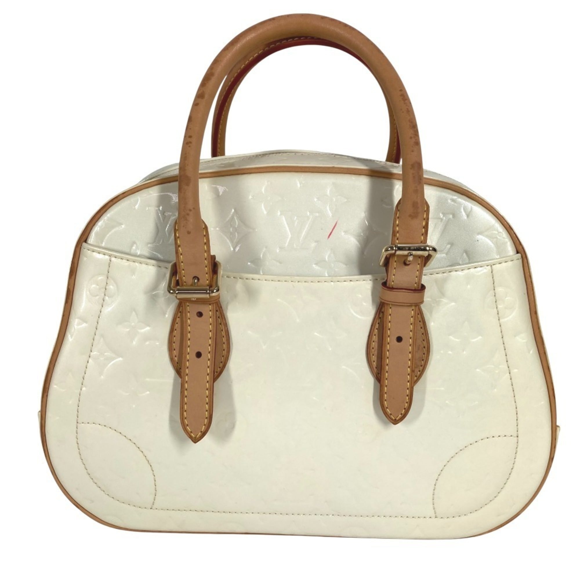 Louis Vuitton Pearl White Monogram Vernis Handbag Shoulder Bag Tote Bag (Pre-Owned)