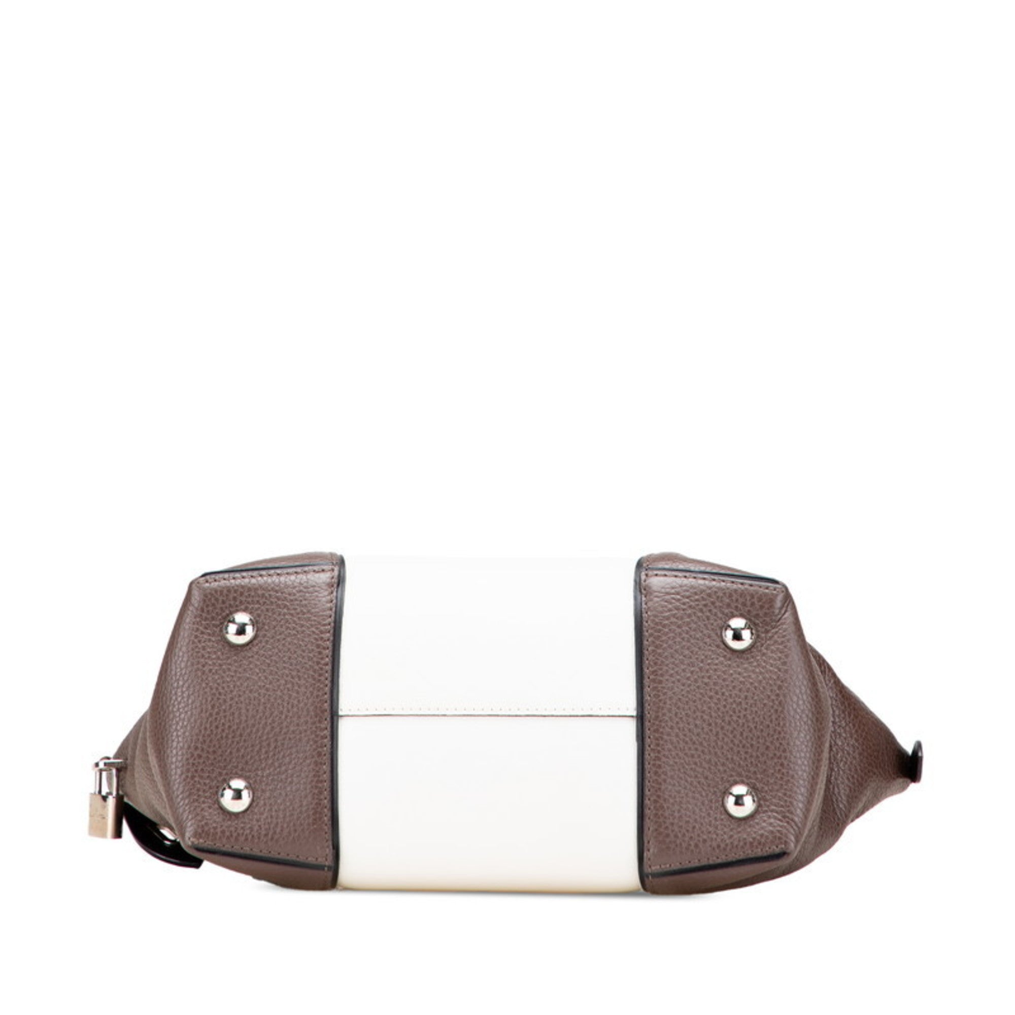 Louis Vuitton Dark Brown Off-White Leather Handbag (Pre-Owned)