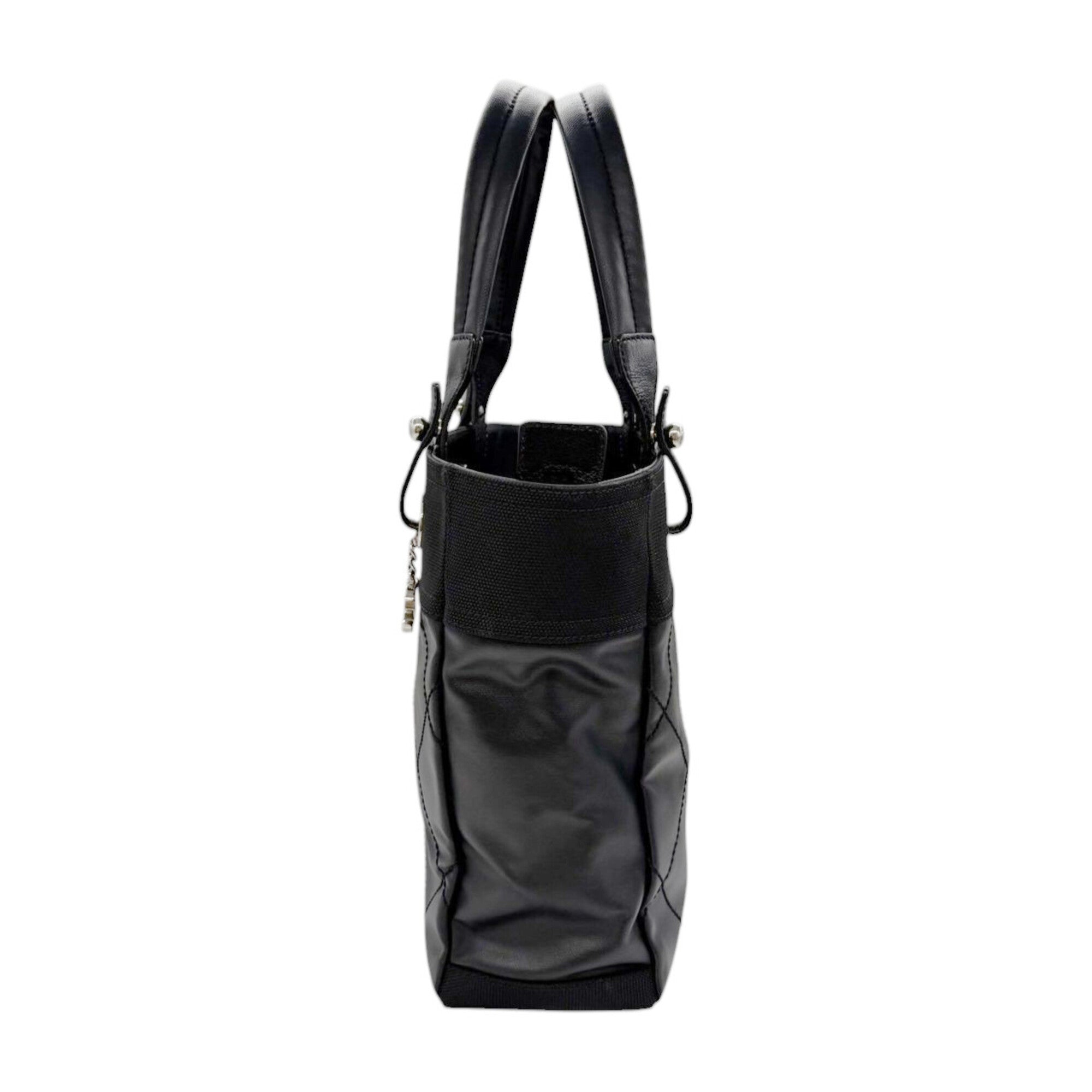 Chanel Black Coated Canvas Leather Tote Bag (Pre-Owned)