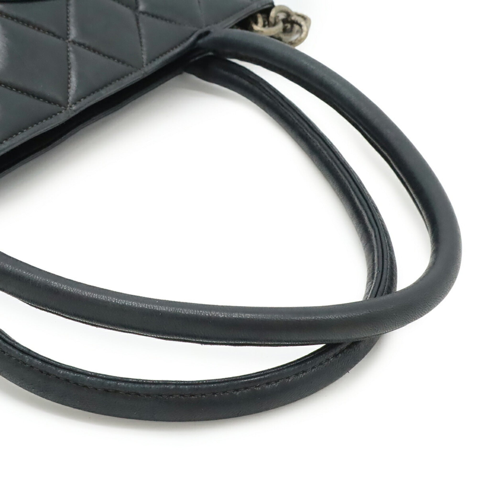 Chanel Matelasse Black Leather Shoulder Bag Tote Bag (Pre-Owned)