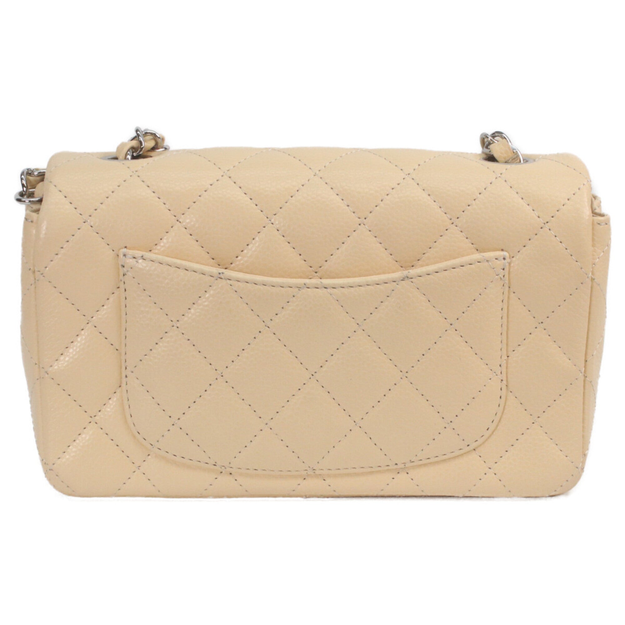 Chanel Light Beige Grained Calfskin Shoulder Bag (Pre-Owned)