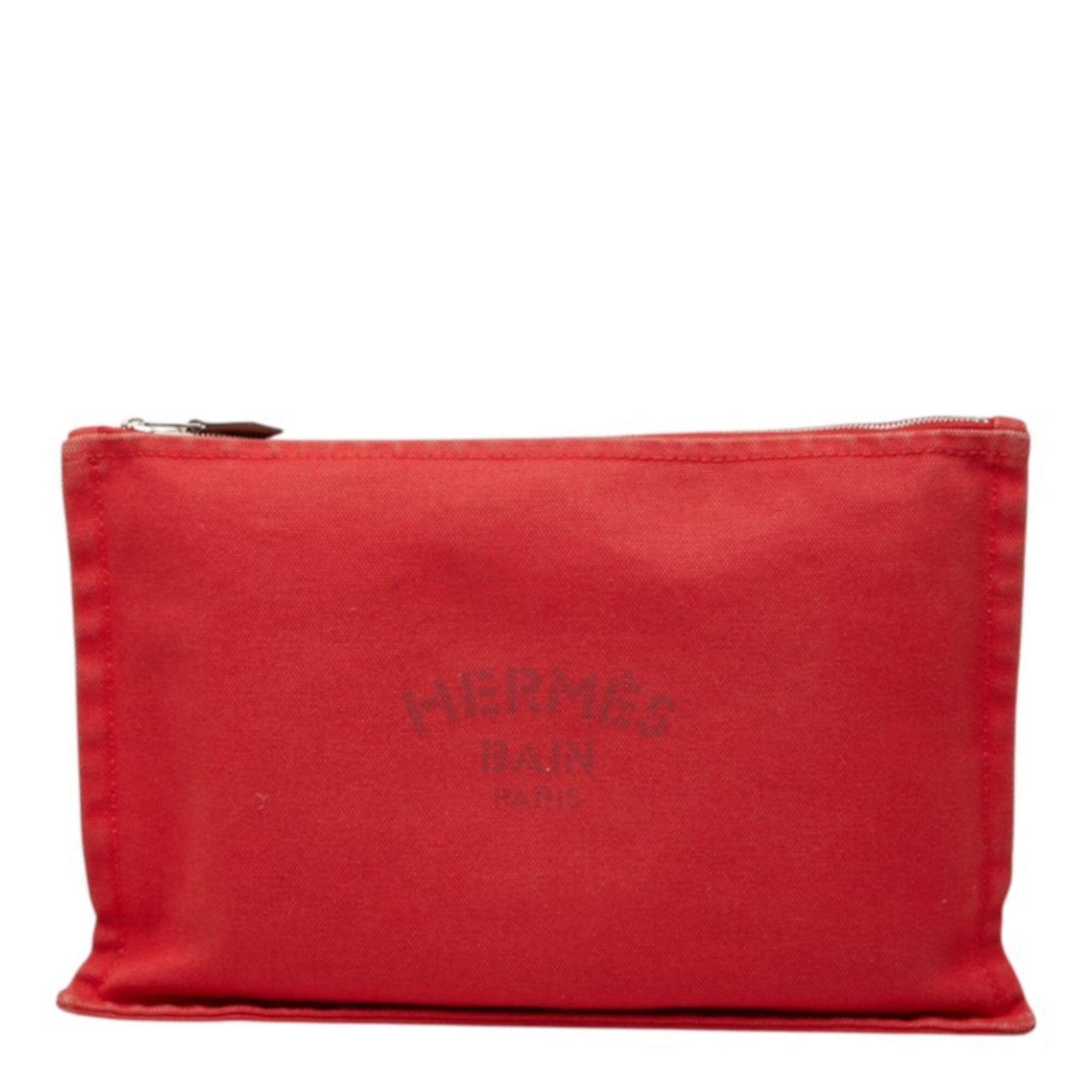 Hermes Red Color Cotton Handbag Pouch (Pre-Owned)