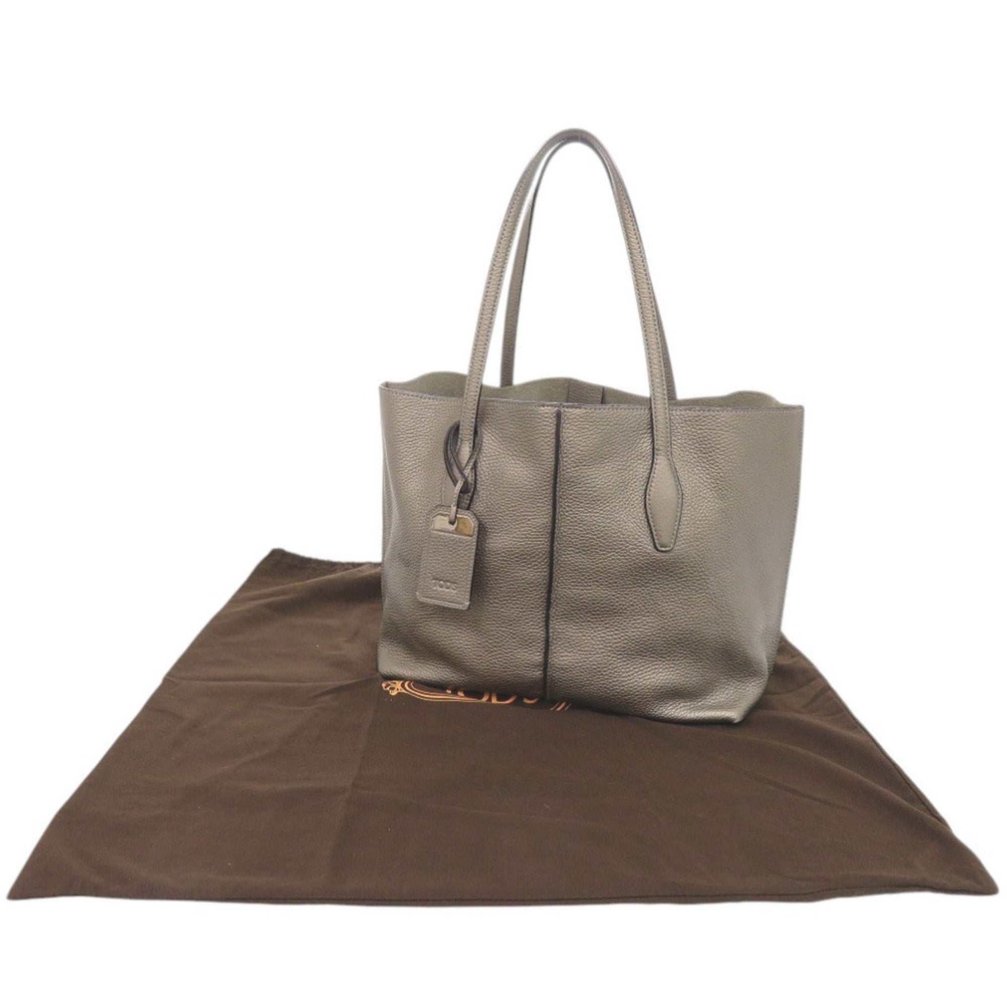 Tod's Gray Leather Tote Bag (Pre-Owned)