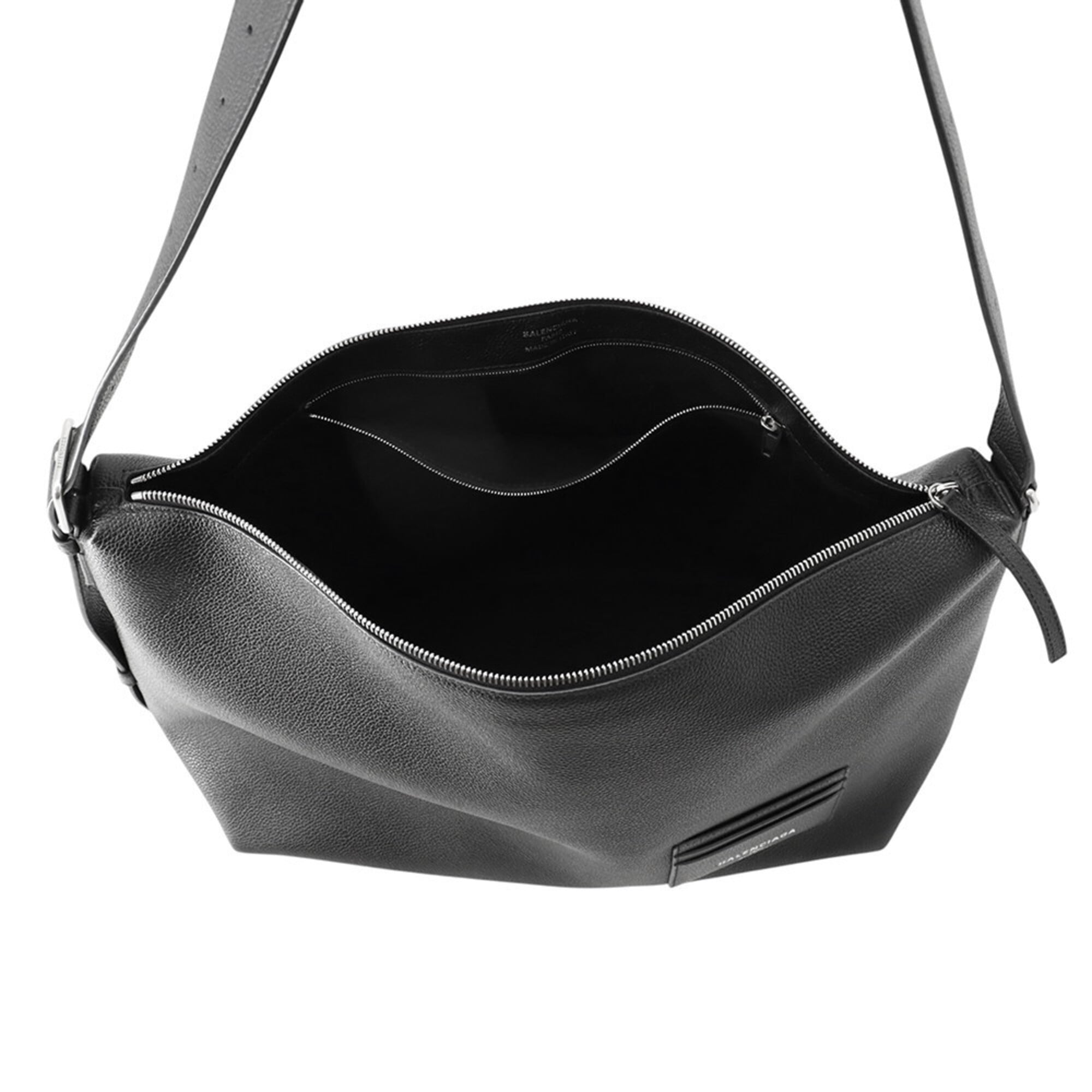 Balenciaga Black Leather Handbag Messenger Bag Shoulder Bag (Pre-Owned)